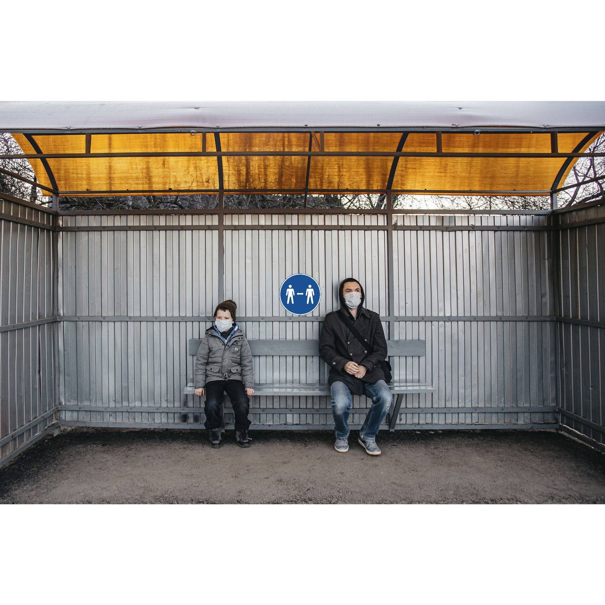 Exacompta Hinweisschild Abstand halten PVC selbstklebend 20 cm Blau 67020E