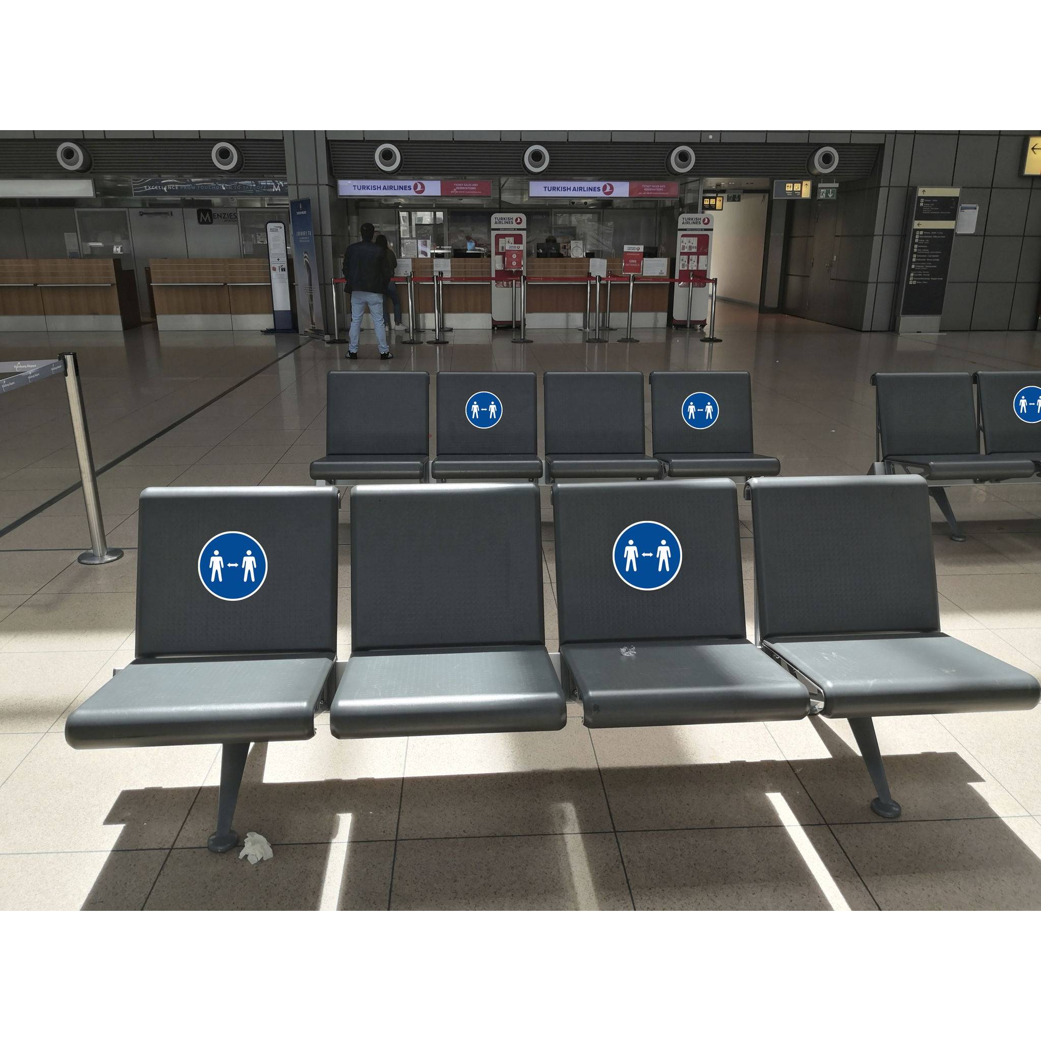 Exacompta Hinweisschild Abstand halten PVC selbstklebend 20 cm Blau 67020E