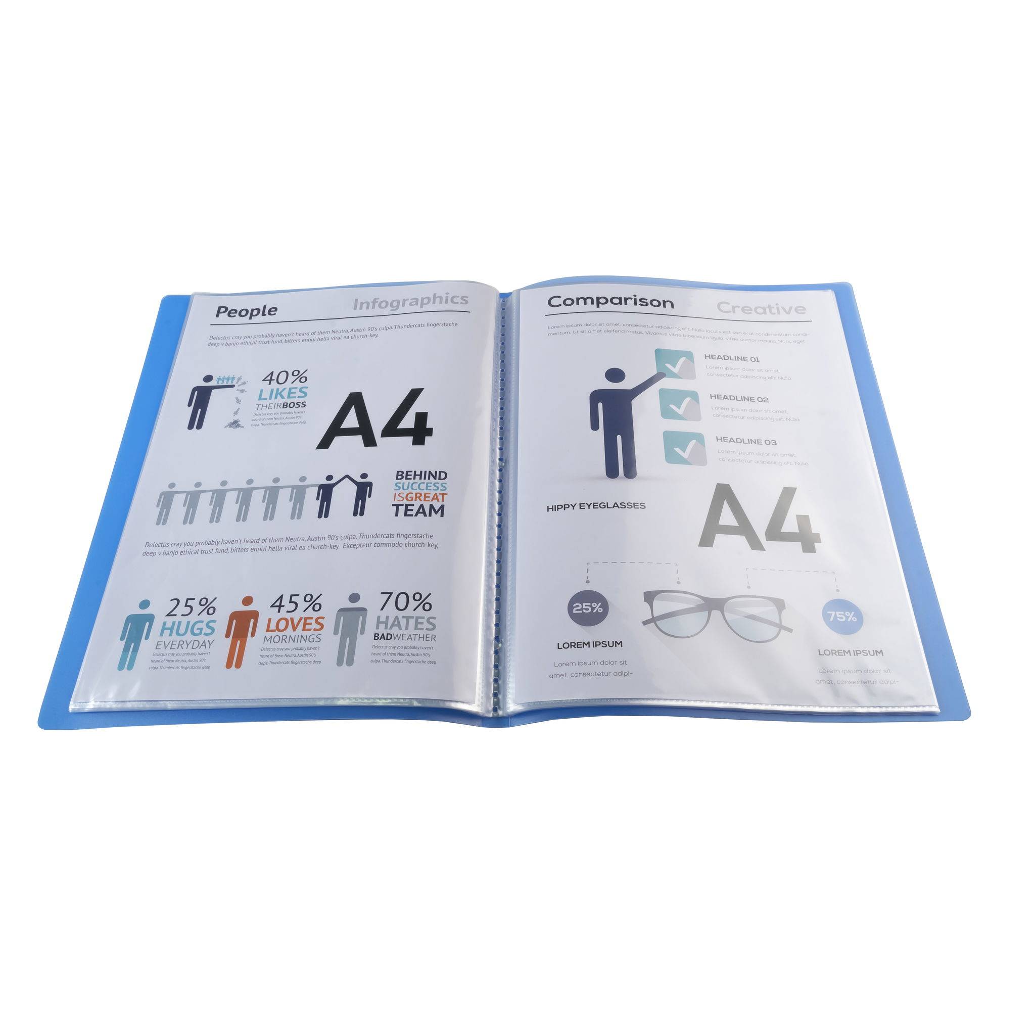 Exacompta 12x Sichtmappe PP 500µ + 30 Hüllen , A4, Blau, 85362E