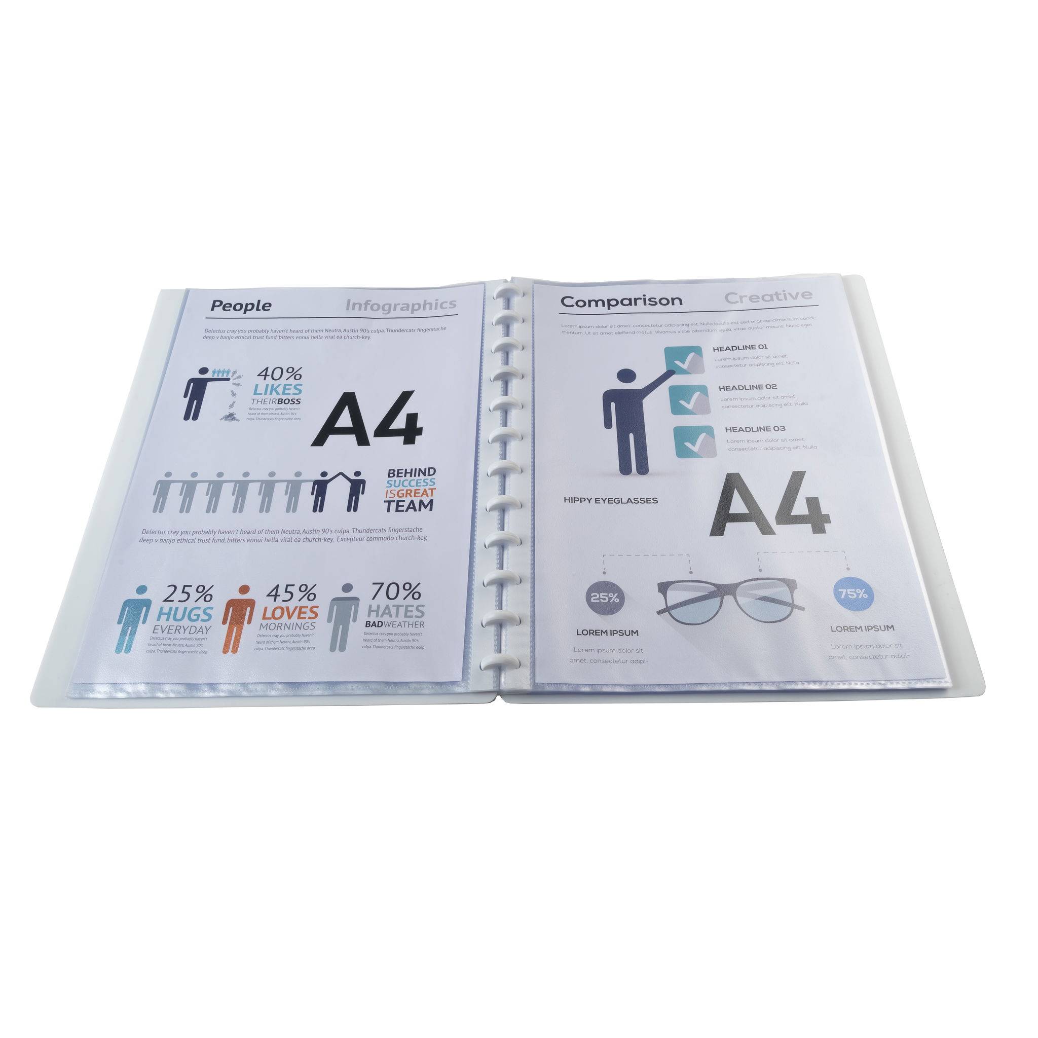 Exacompta 4x Sichtmappe aus PP 800µ, 60 herausnehmbare Hüllen, A4, Weiß, 86371E