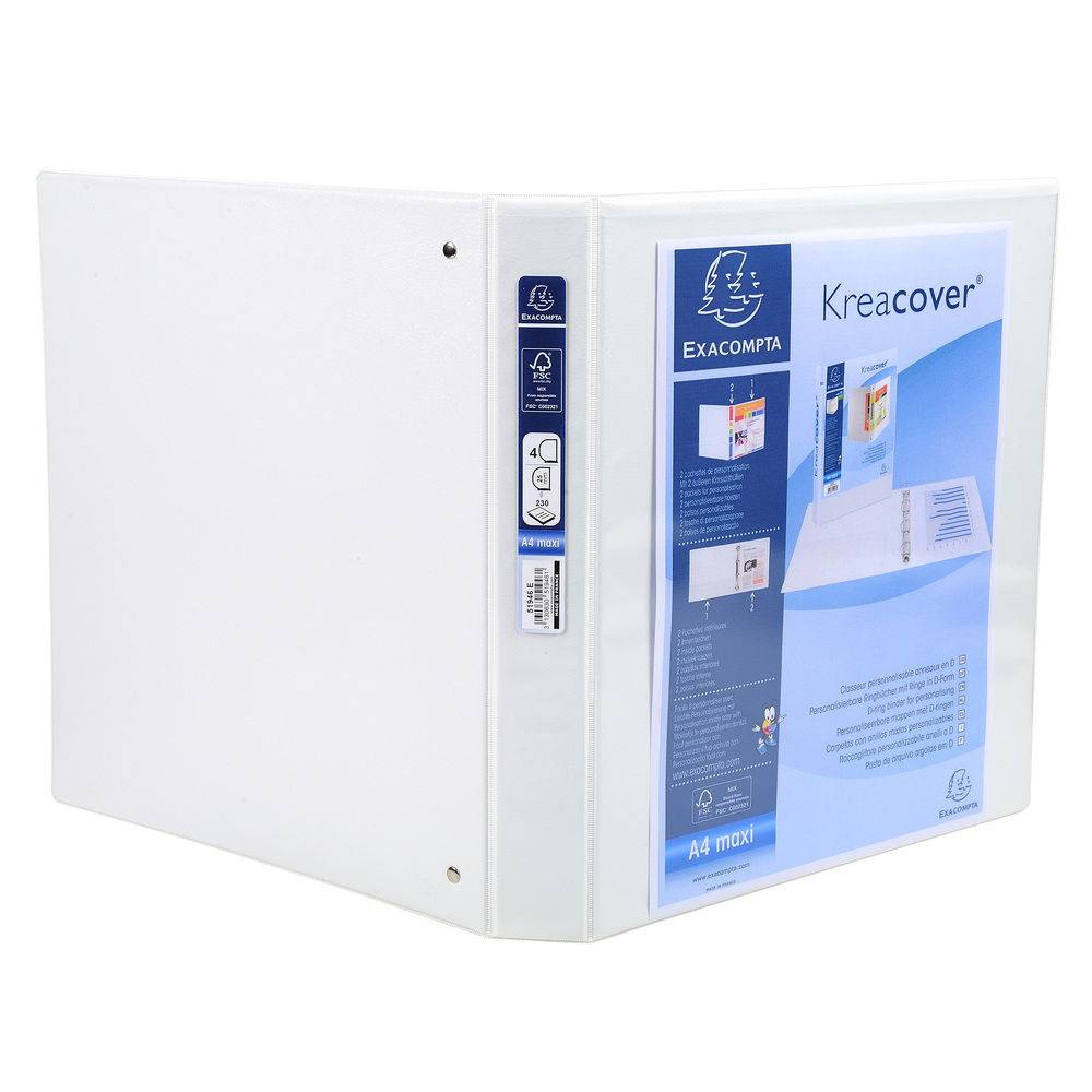 Exacompta 10x Ringbuch PP 19mm 4Ring 25mm D Rücken 47mm A4 Maxi Weiß 51946E