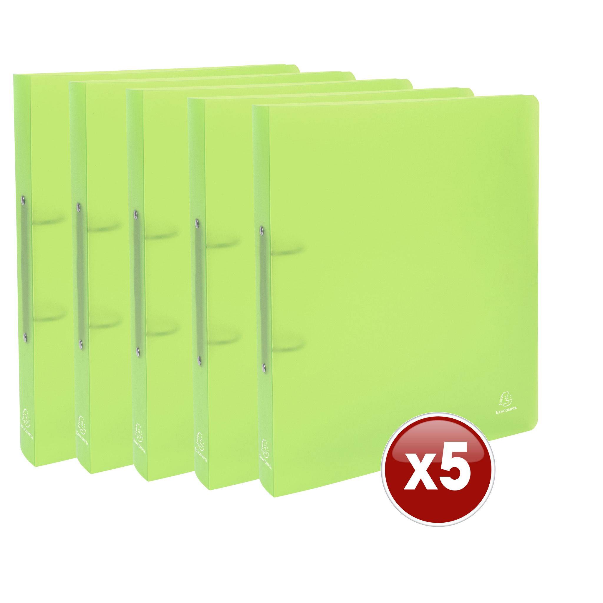 Exacompta 15x Ringbuch PP 700µ + 2 Ringen 30mm, Rücken 40mm, , A4, Grün, 54363E