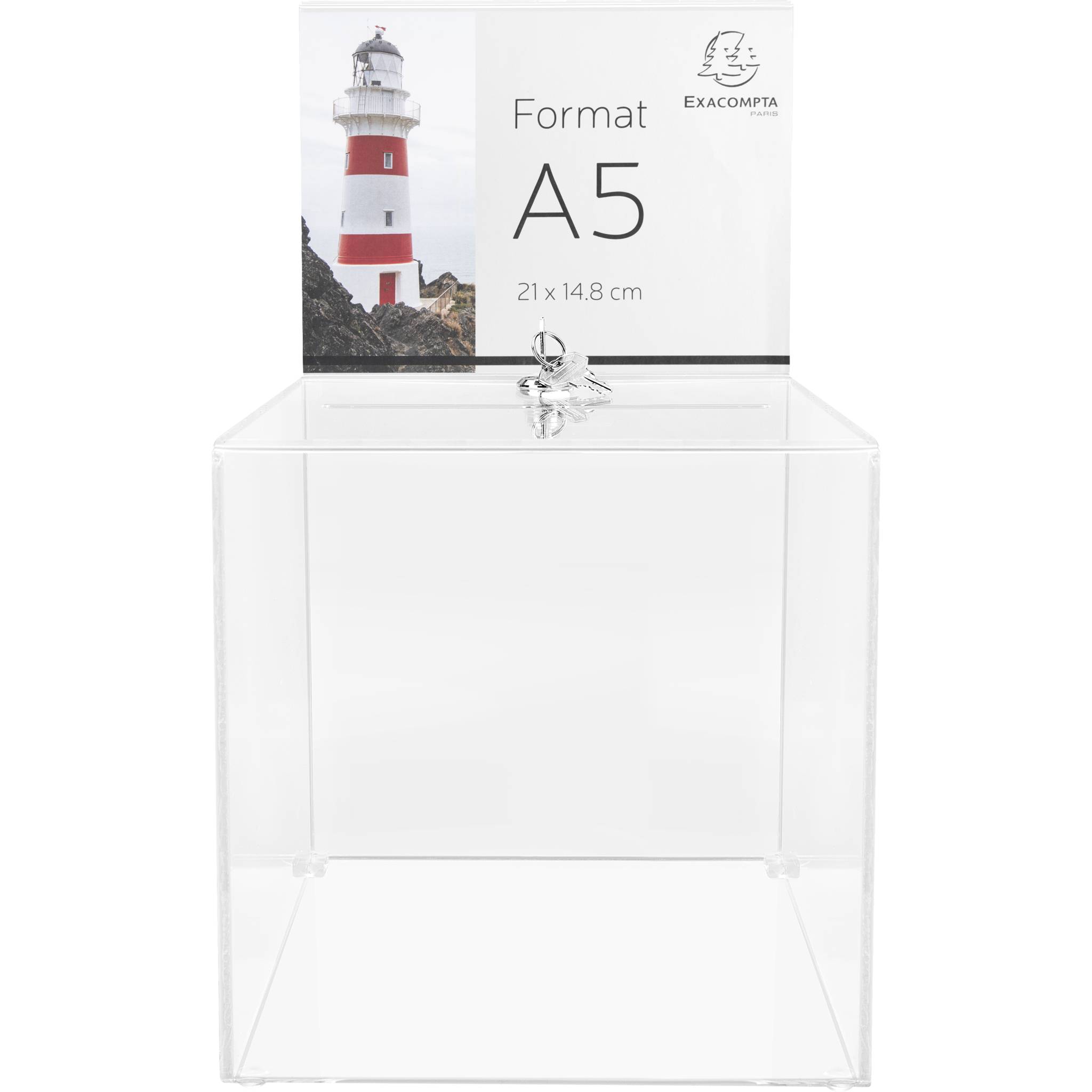 Exacompta abschließbare Urne 21cm, mit Kopfblende A5 - Kristall - 89258D