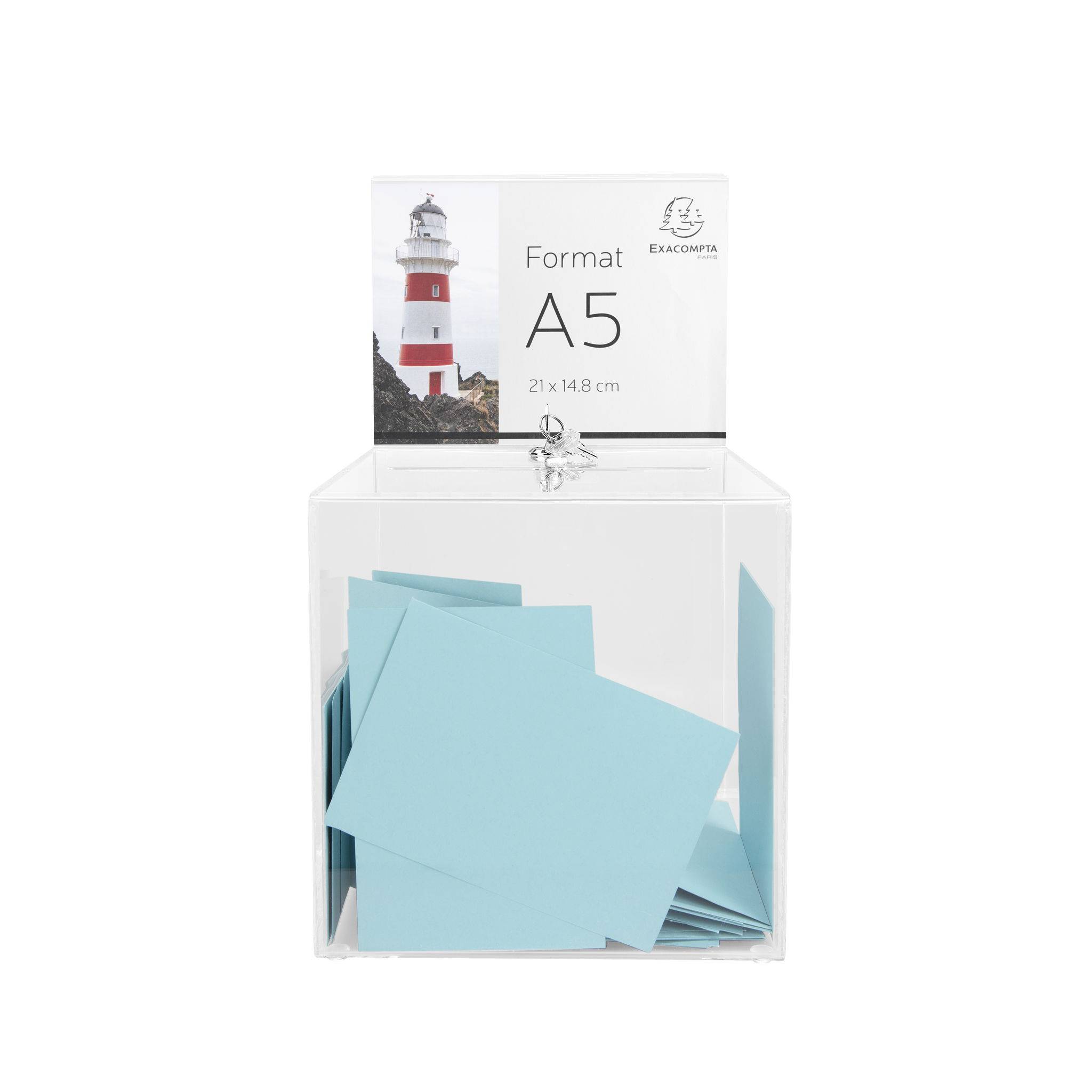 Exacompta abschließbare Urne 21cm, mit Kopfblende A5 - Kristall - 89258D