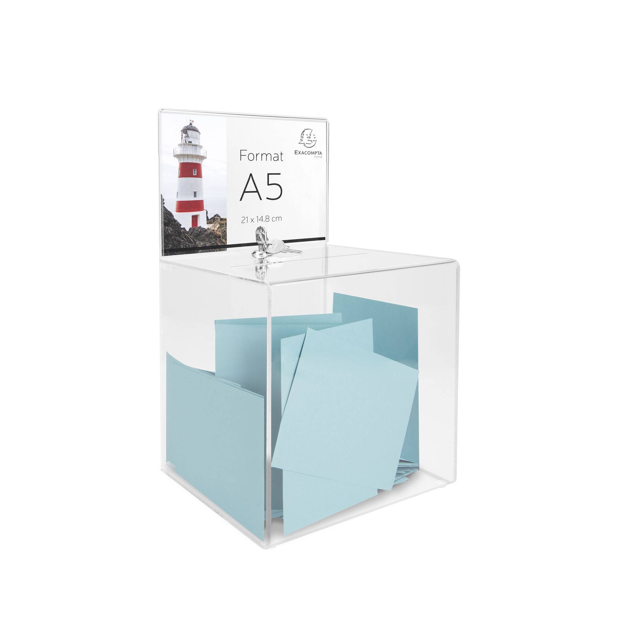 Exacompta abschließbare Urne 21cm, mit Kopfblende A5 - Kristall - 89258D