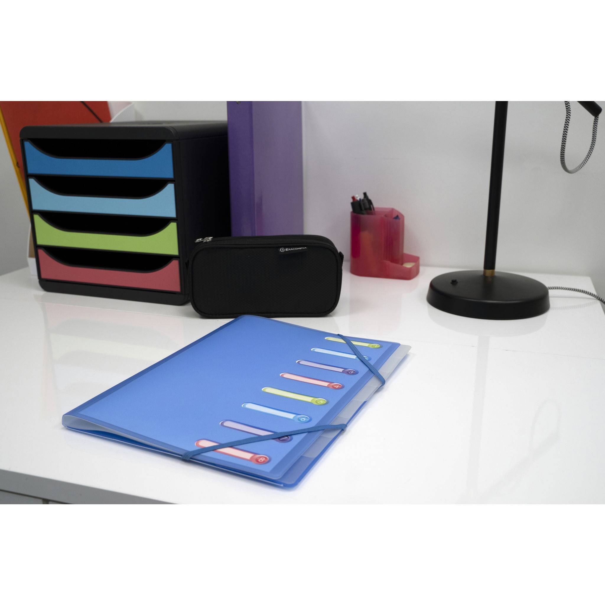 Exacompta 10x Ordnungsmappe RC-PP 500µ 3 Klappen 8 Fächer A4 Transparent 56187E