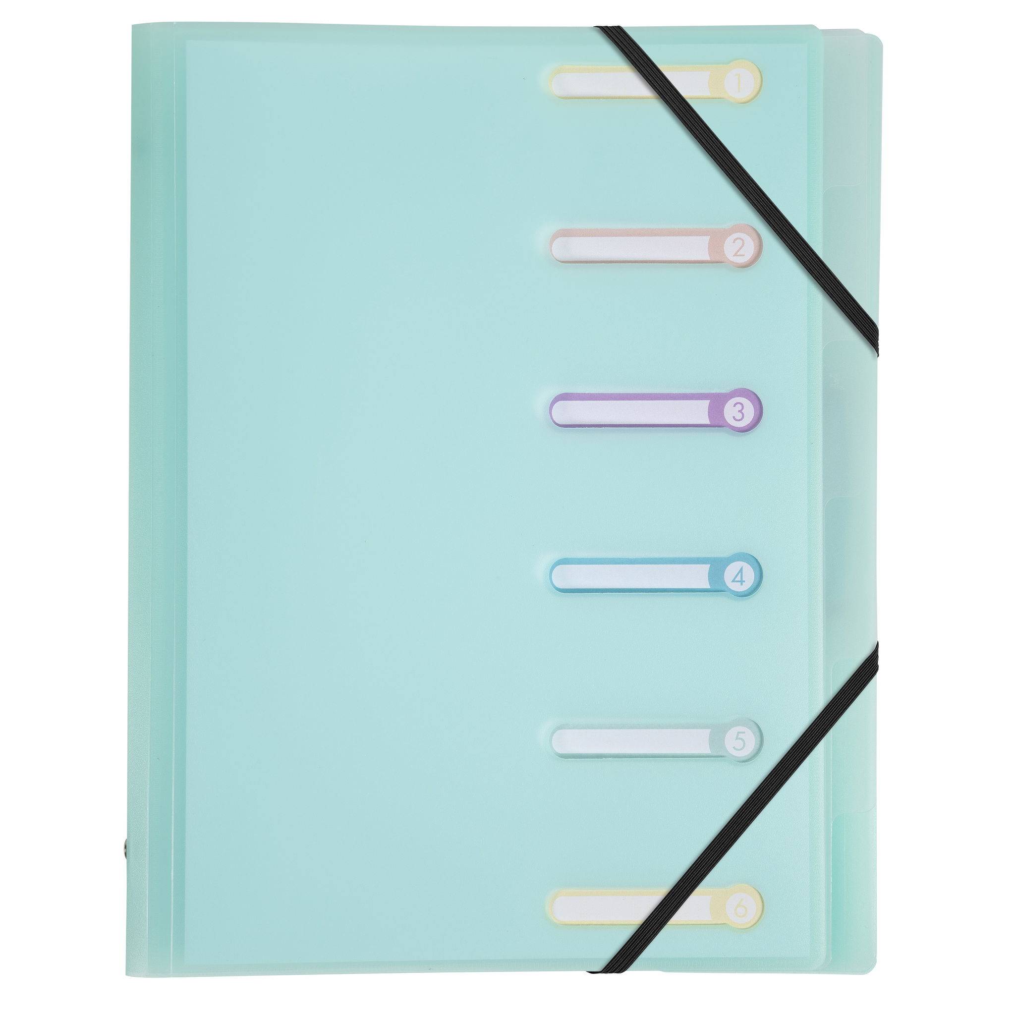 Exacompta 10x Fächermappe A4 PP + Gummizug 3 Klappen 6 Fächern sortiert 56170E