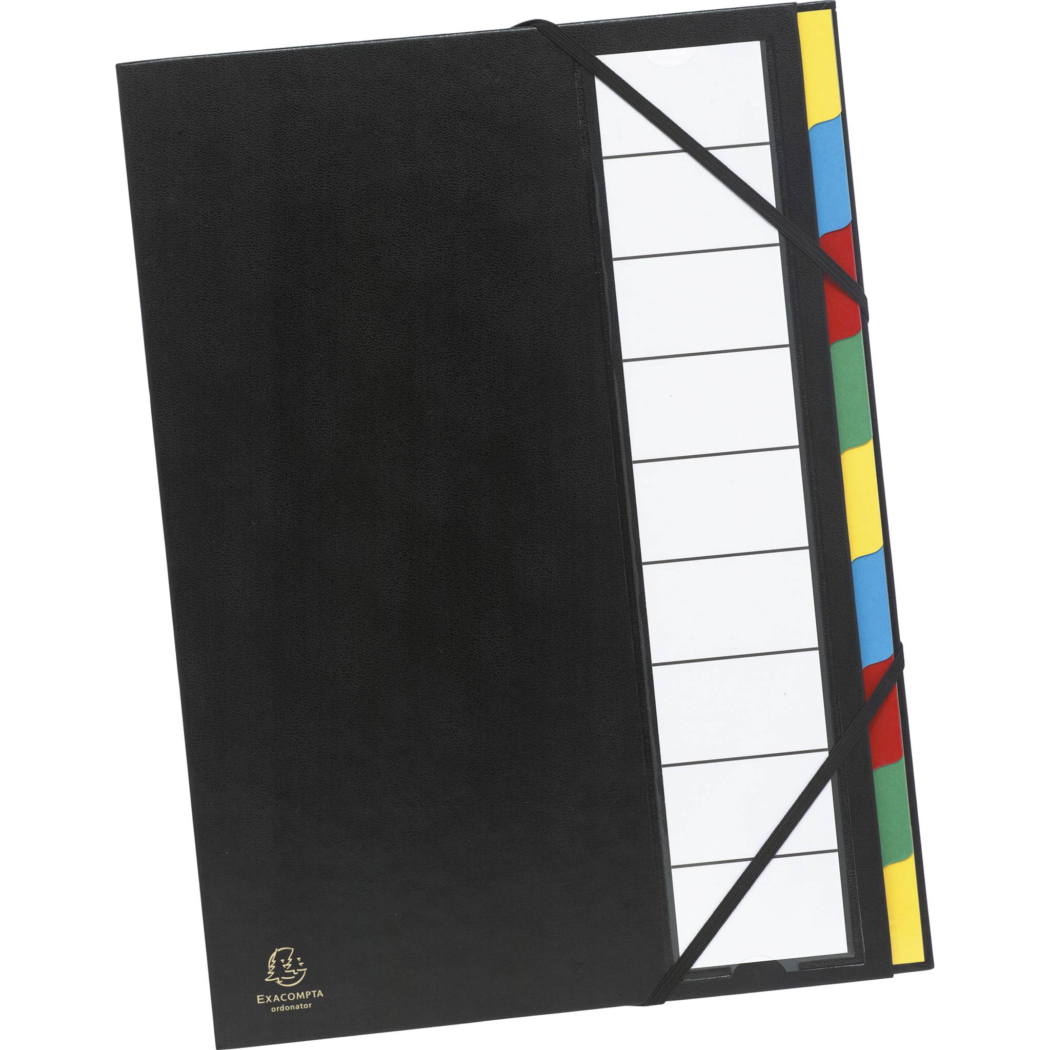 Exacompta 6x Ordnungsmappe Deckel 3mm Gummizug 9 Fächer A4 sortiert 55330E