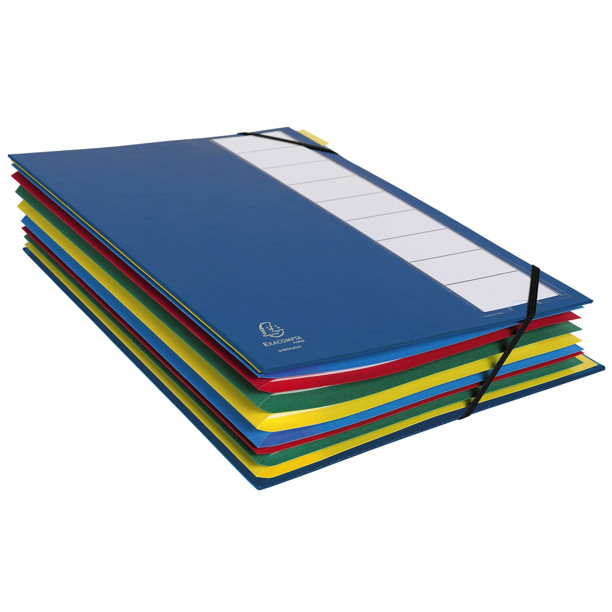 Exacompta 6x Ordnungsmappe Deckel 3mm Gummizug 9 Fächer A4 sortiert 55330E