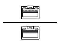 Zwei identische Batteriesymbole werden gezeigt, eines über und eines unter einer horizontalen Trennlinie.