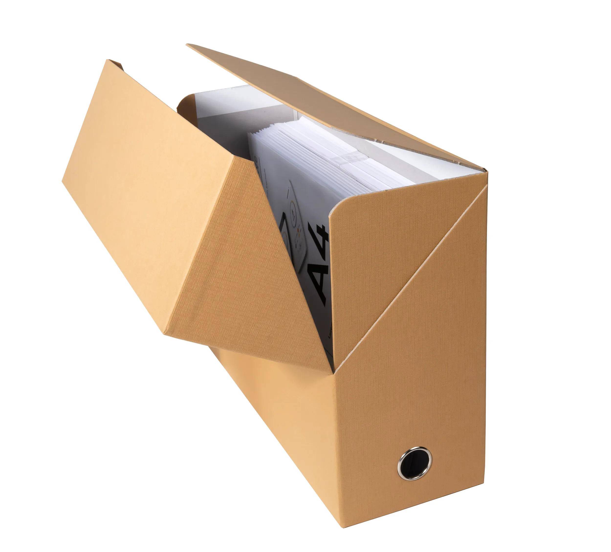 Exacompta 5x Transferbox Rücken 120mm gerilltes Papier - Havanna - 89428E
