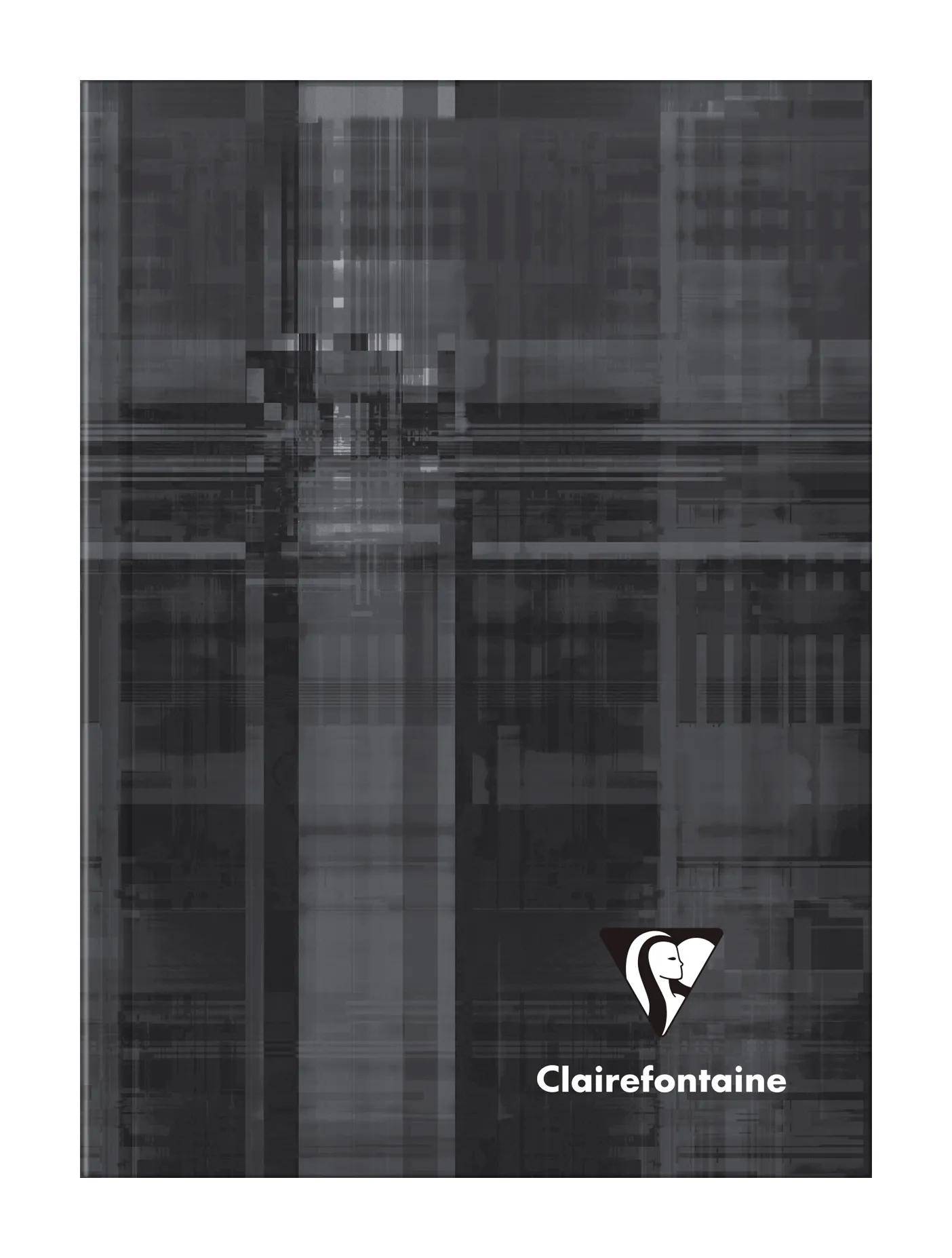 Schwarz-graues abstraktes Deckblatt mit dem Clairefontaine-Logo und dem Namen in der Nähe der unteren rechten Ecke.