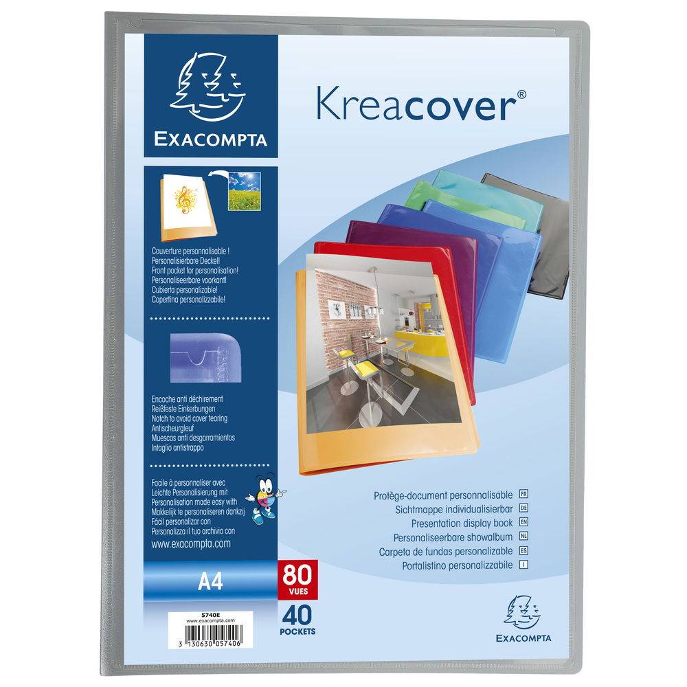 Exacompta 12x Sichtmappe PP 500µ + 40 Hüllen Kreacover, A4, sortiert, 5740E