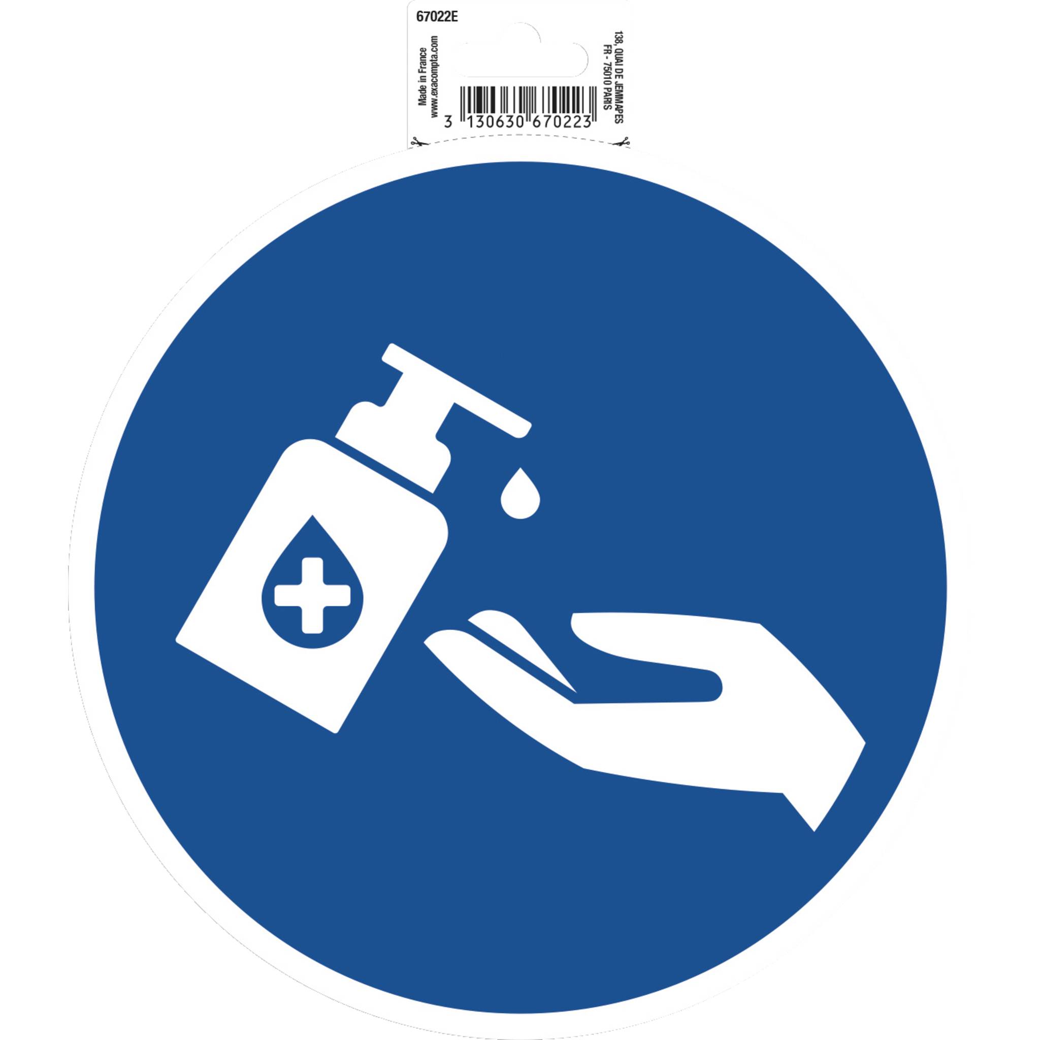 Exacompta Hinweisschild Hände desinfizieren PVC selbstklebend 20 cm Blau 67022E