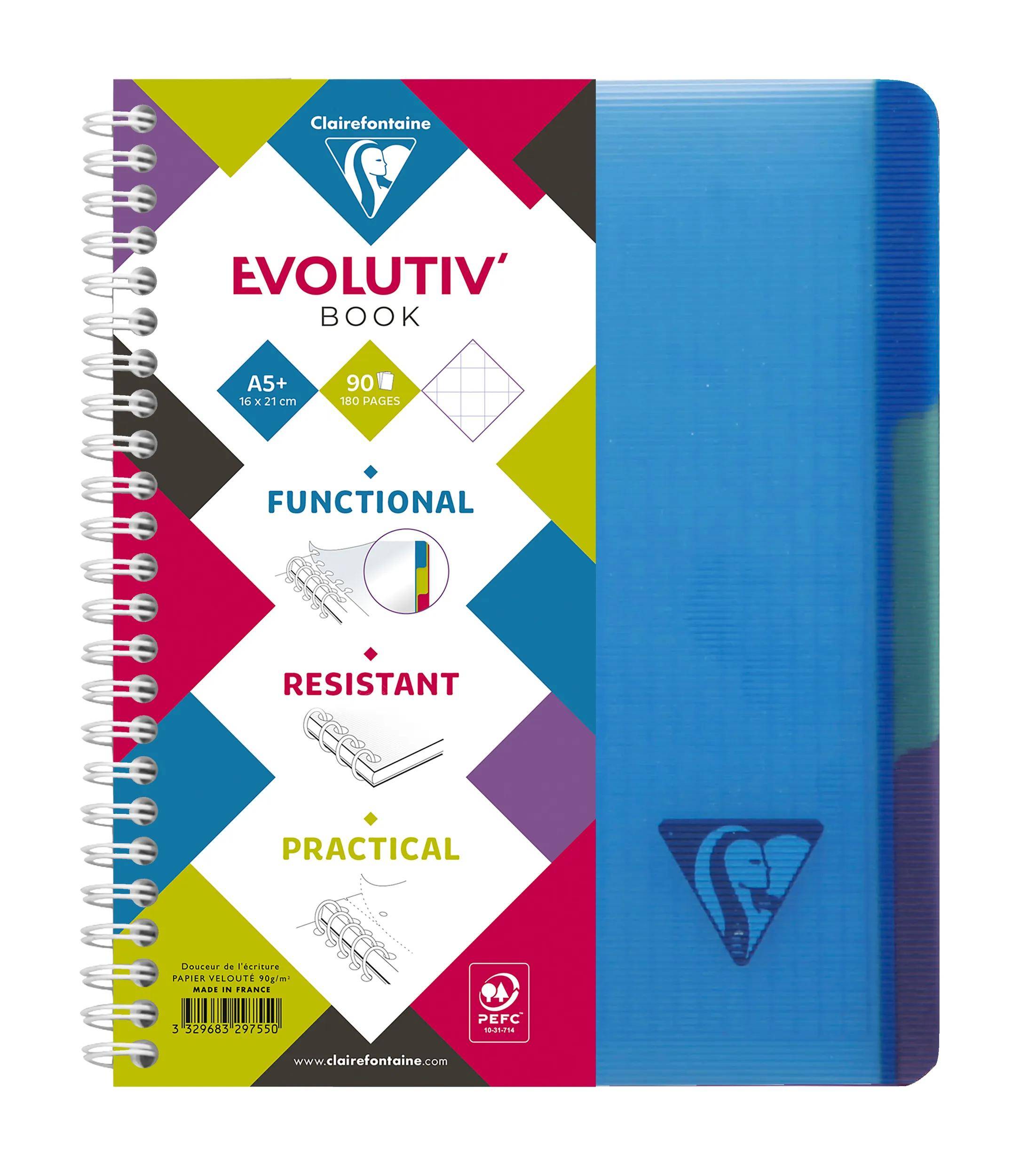Clairefontaine 5x Buch & Deckel 16x21cm 90 Blatt kariert sortiert 329755C