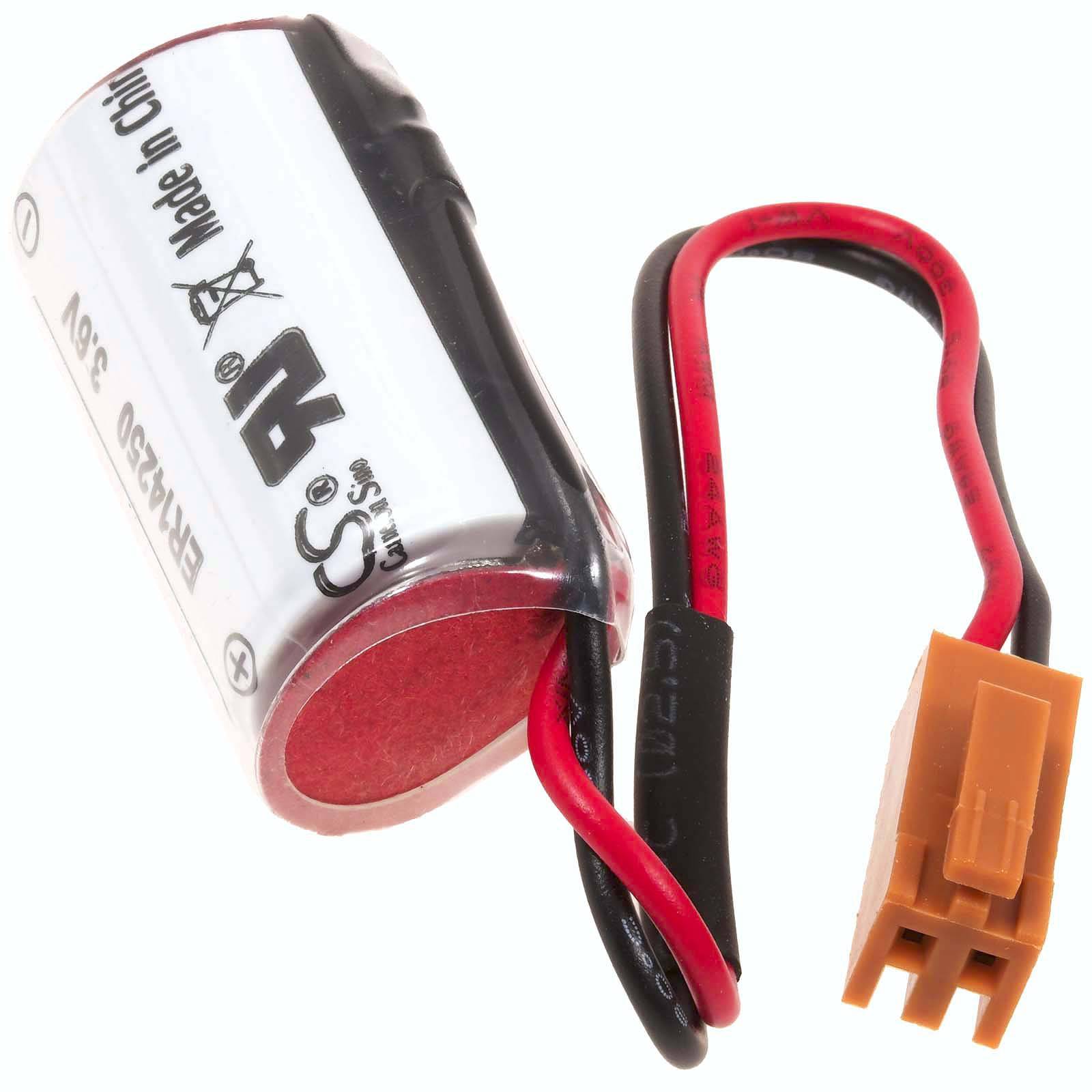 Powery SPS-Lithiumbatterie kompatibel mit Toshiba Typ ER3V -brauner Stecker, 3,6V, Lithium-Thionylchlorid