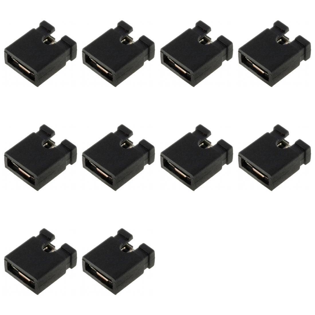 10 x Jumper, kurze Ausführung, geöffnet, RM 2,54mm, schwarz