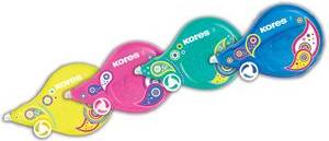 Kores Einweg-Korrekturroller ''Scooter Paisley'', sortiert 4,2 mm x 8 m, Räder geführt für genaue Korrekturen,