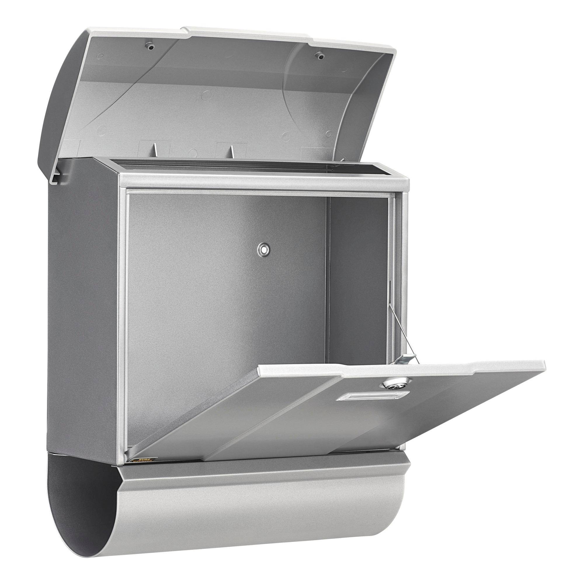 BURG WÄCHTER Briefkasten + Box OLYMP-SET 91600 SI Farbe silber