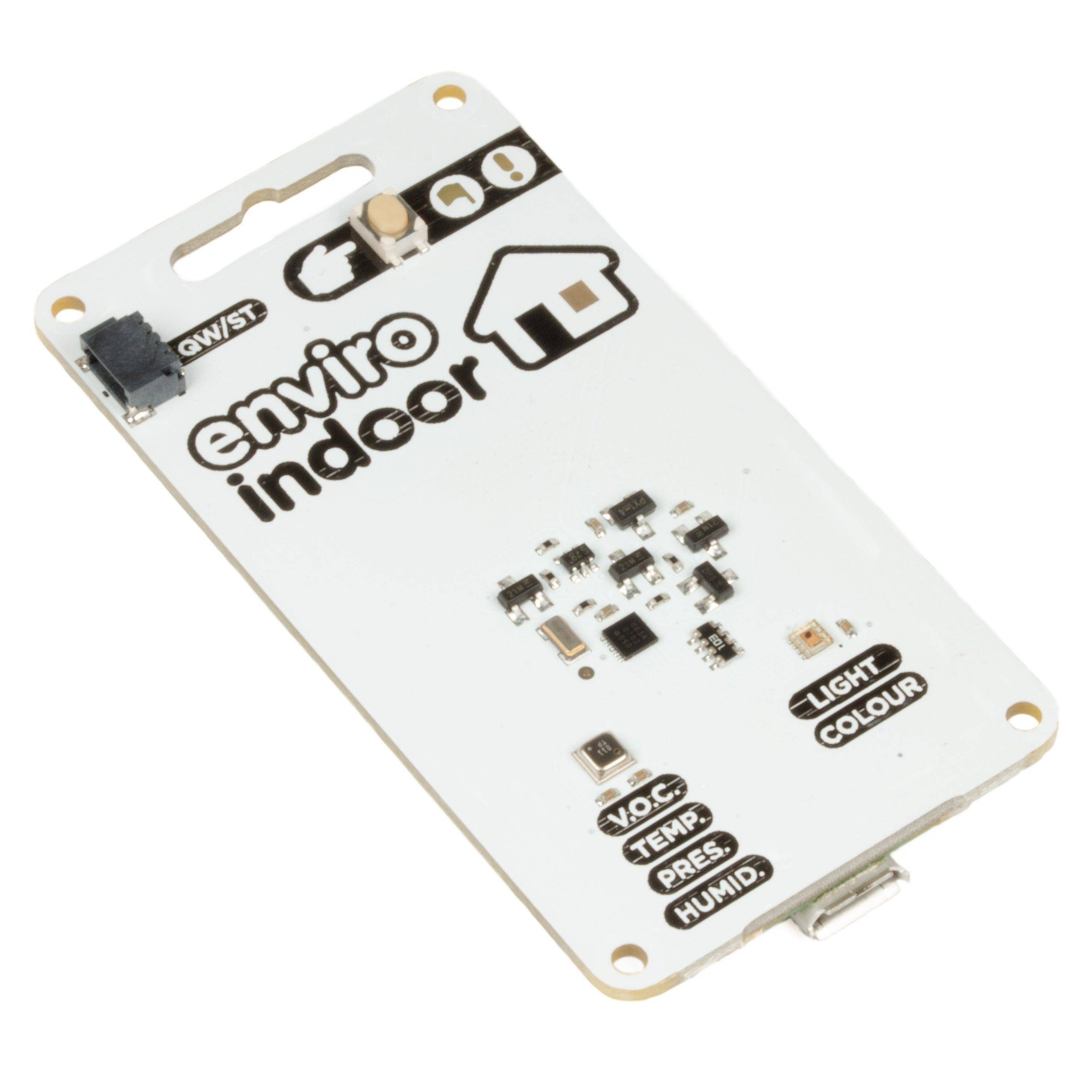 Ein kleines weißes elektronisches Sensorboard mit der Aufschrift 