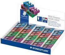 STAEDTLER Doppel-Spitzer Metallic, aus Metall, 20er Display für normalstarke Stifte bis 8,2 mm / 10,2mm Durchmesser,
