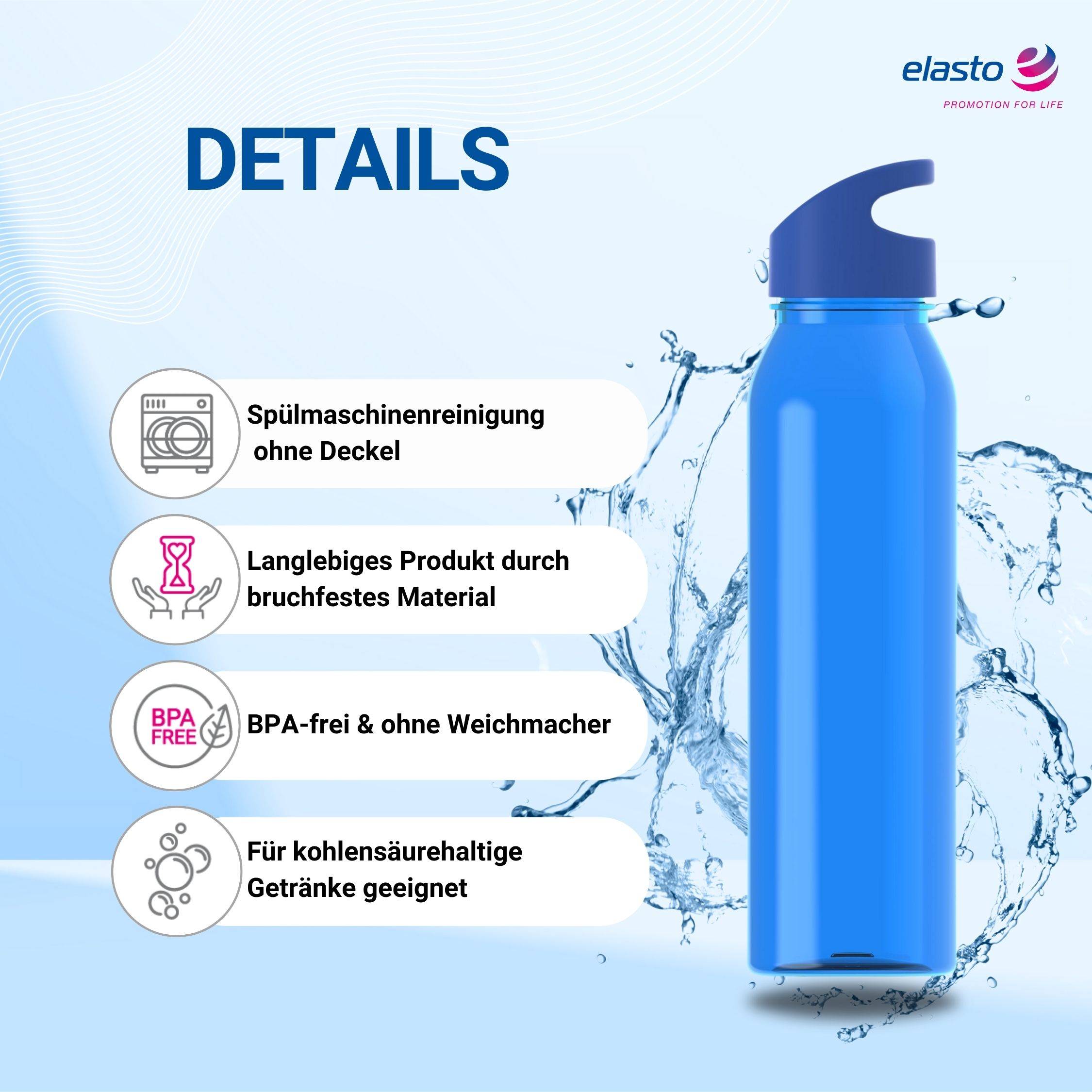 Wasserflasche Active "Wave" 650ml für Sportflasche