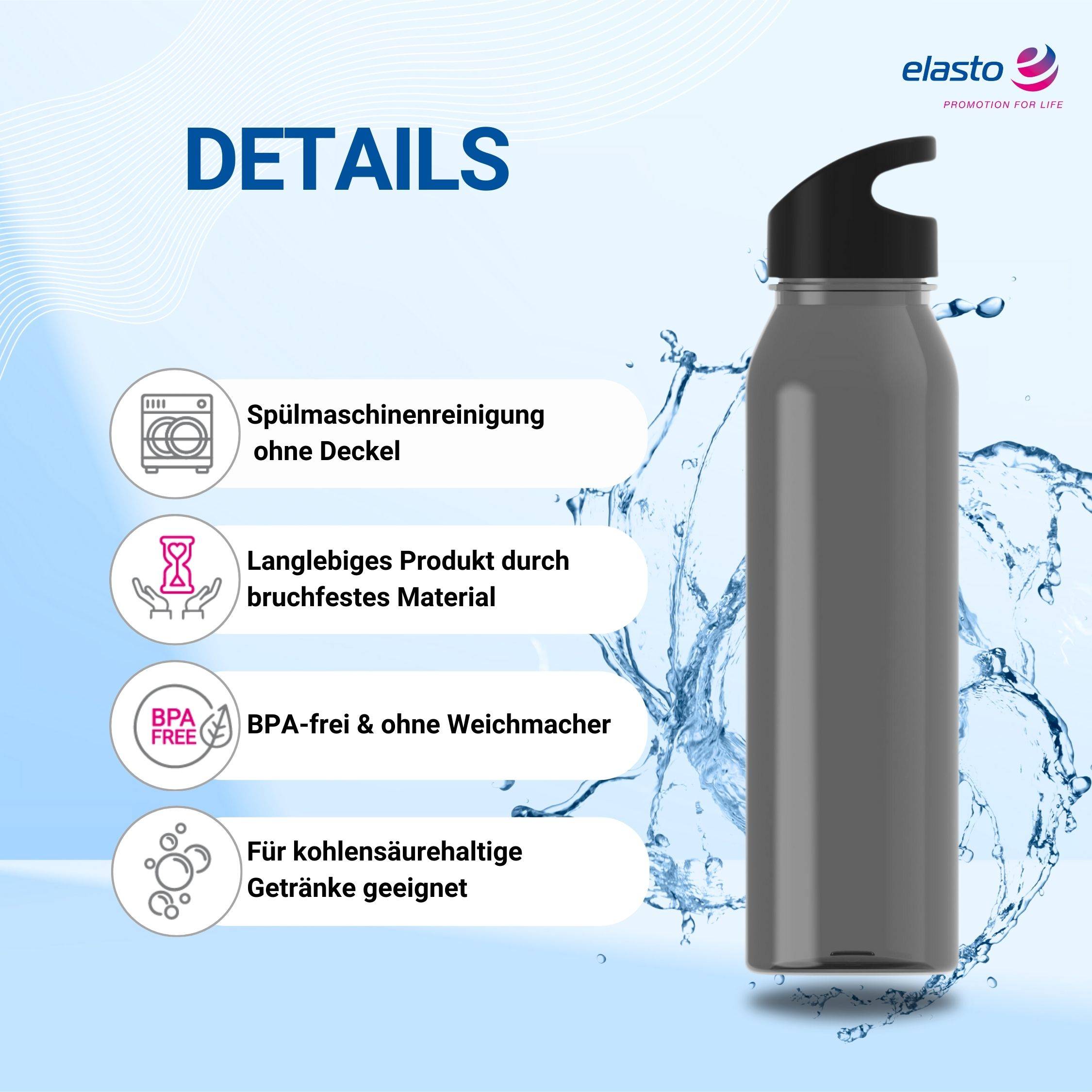 Wasserflasche Active "Wave" 650ml für Sportflasche