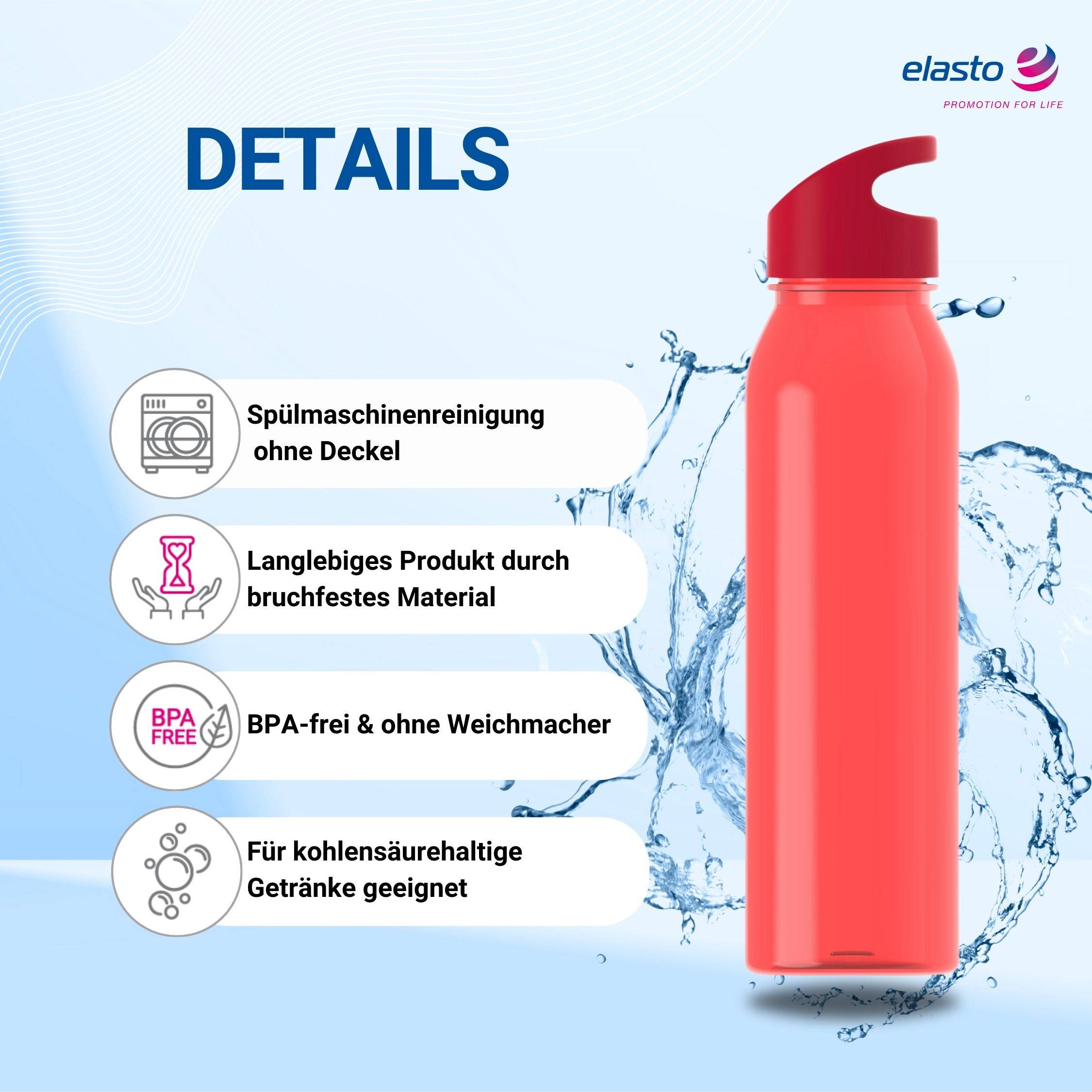 Wasserflasche Active "Wave" 650ml für Sportflasche