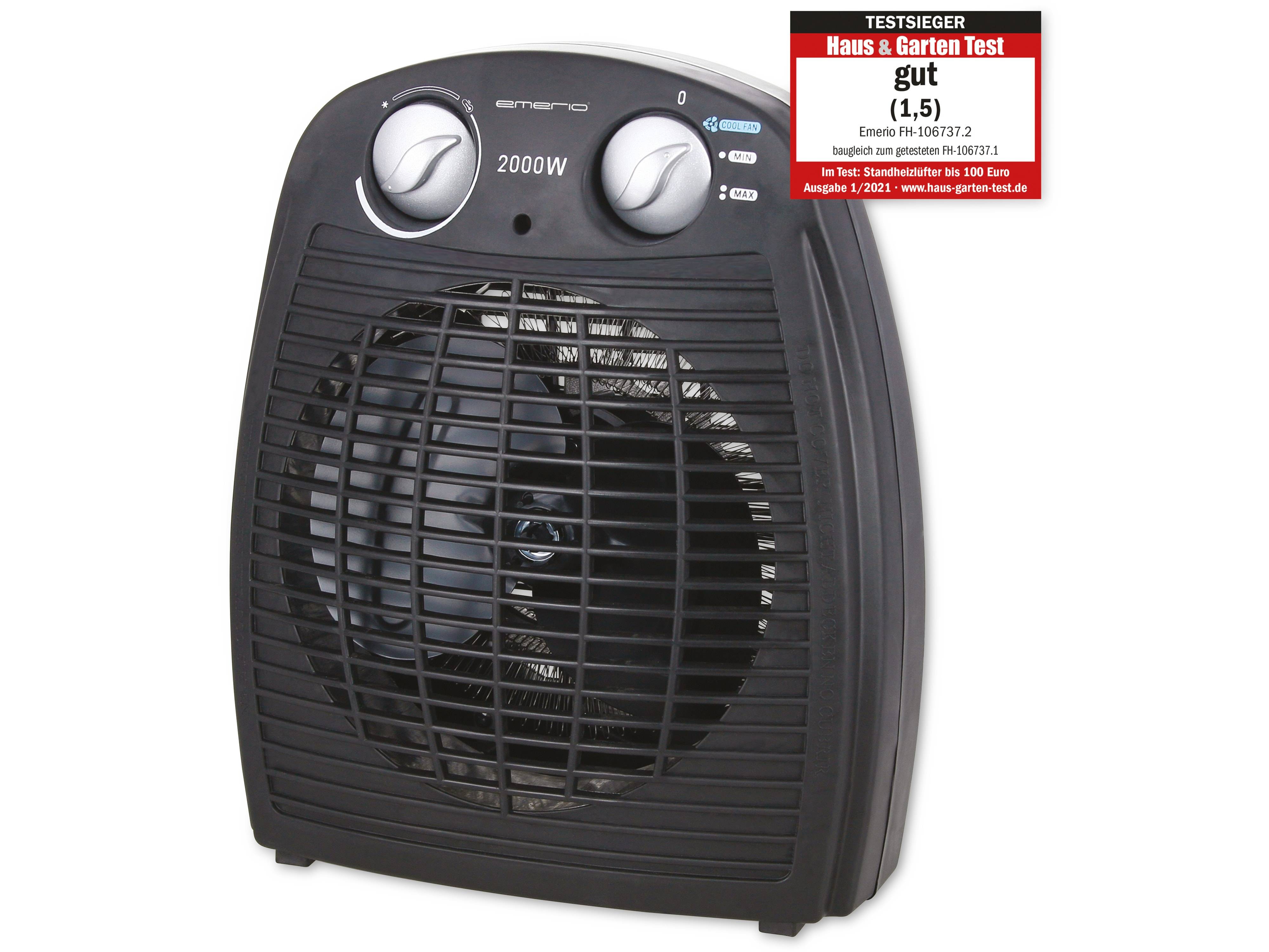 EMERIO Heizlüfter FH-106737.2, 2000 W, Kühllüfter-Funktion, schwarz