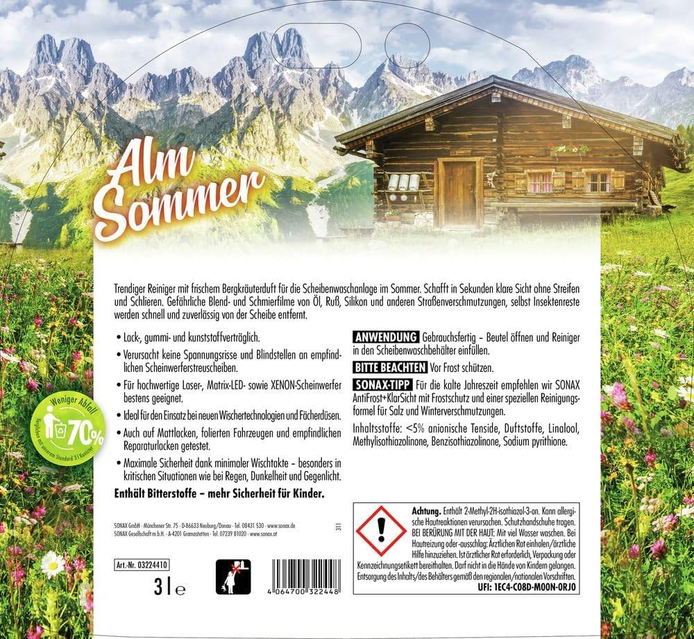 SONAX ScheibenReiniger gebrauchsfertig AlmSommer 3 L