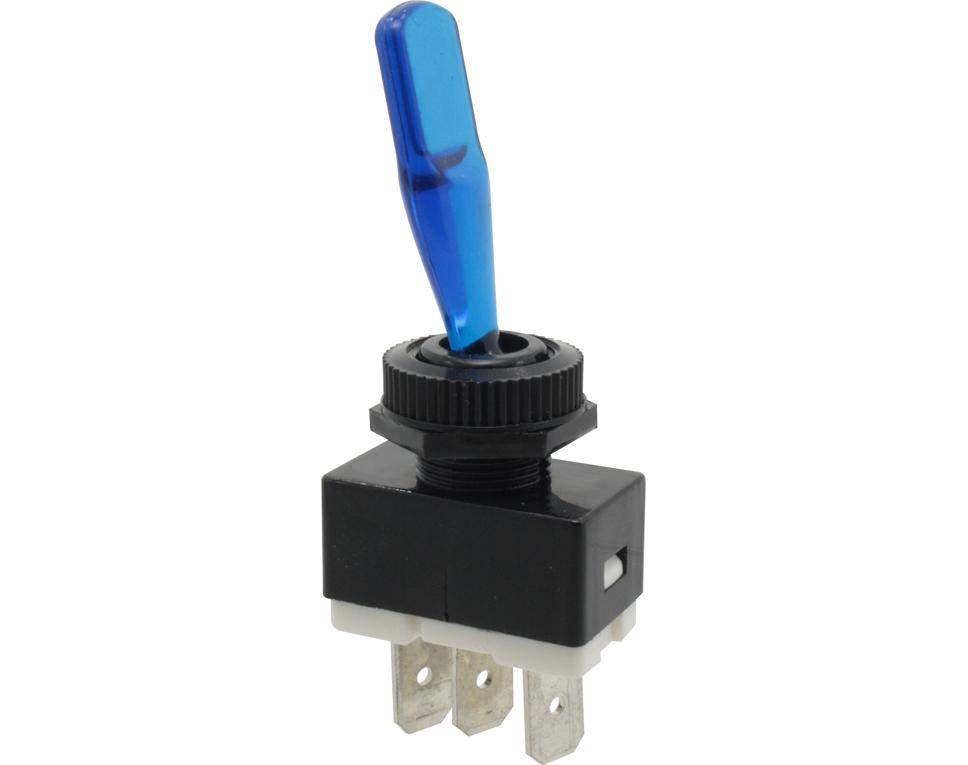 Kippschalter, 1-polig, schwarz, blau beleuchtet, ON-OFF