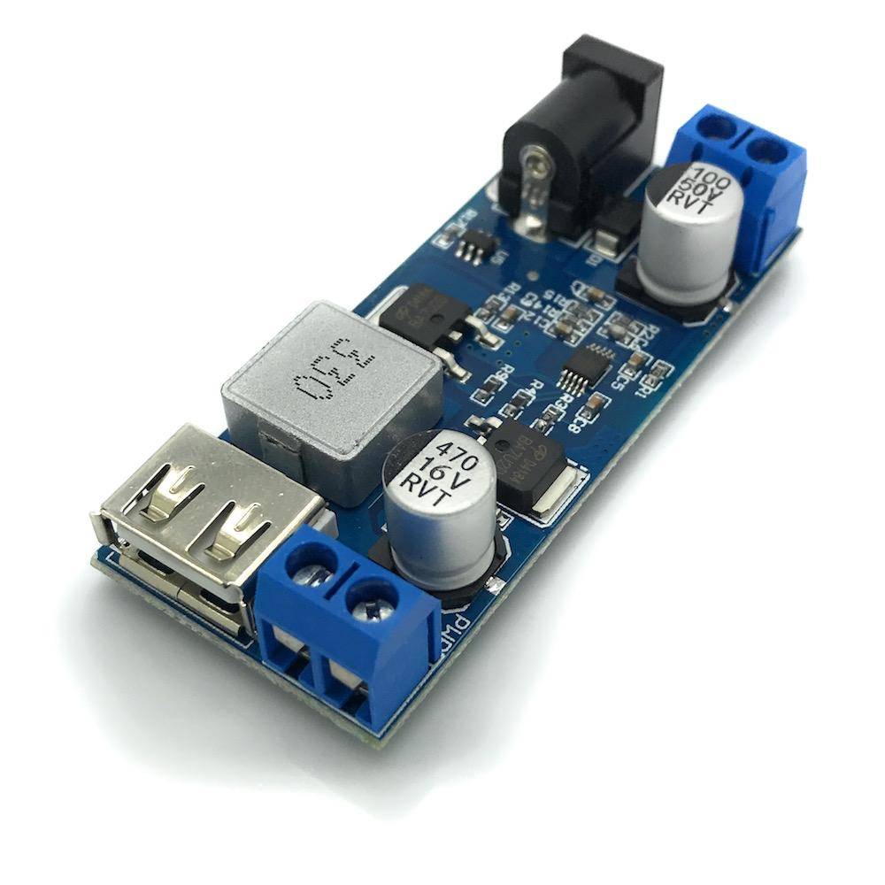 Netzteilmodul 9 - 36V -> 5V / 5A mit USB Ausgang und Schraubklemmen