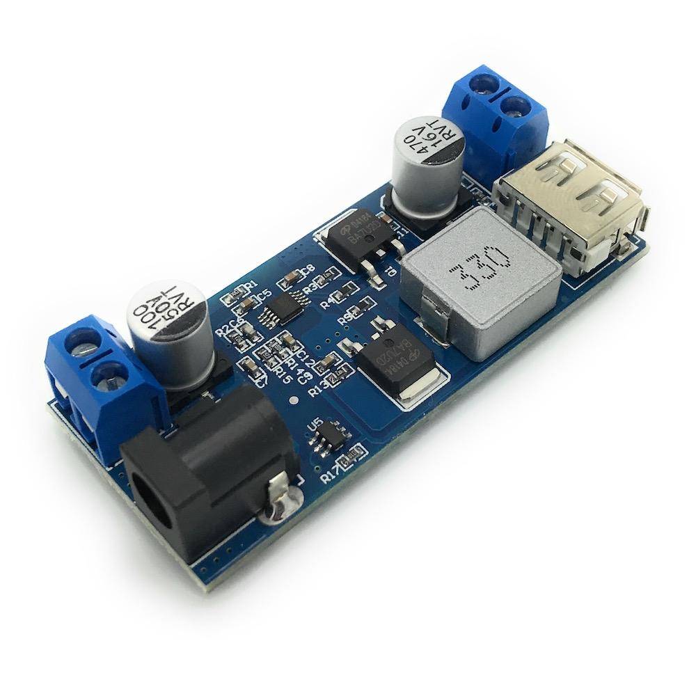 Netzteilmodul 9 - 36V -> 5V / 5A mit USB Ausgang und Schraubklemmen