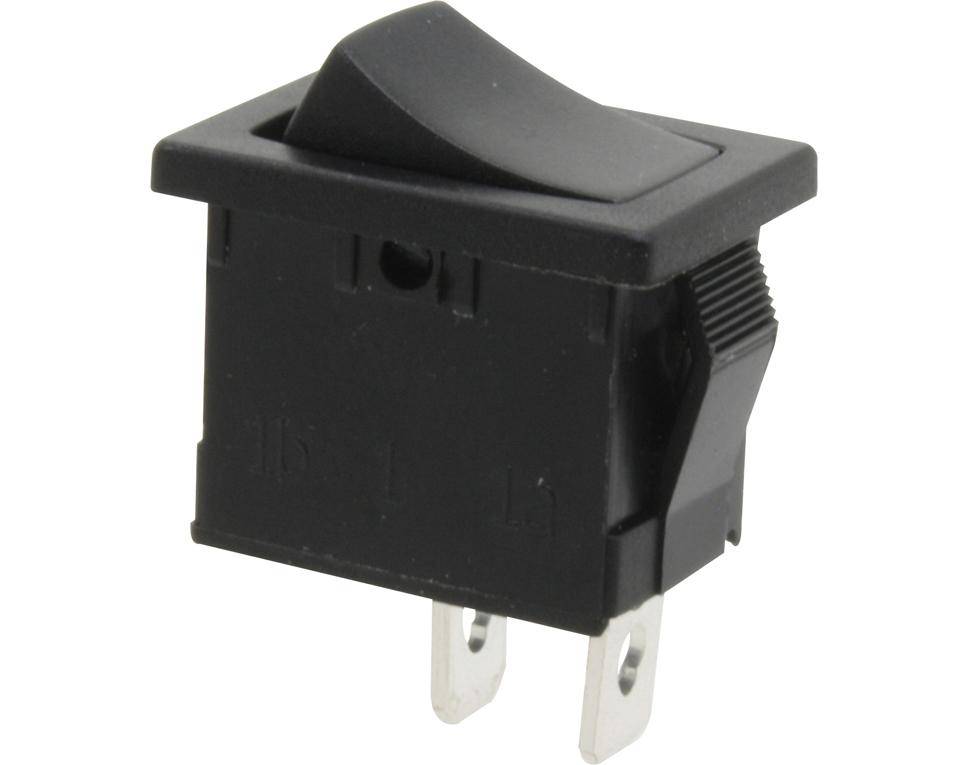 Wippschalter, tastend, 1-polig, schwarz, OFF-(ON)