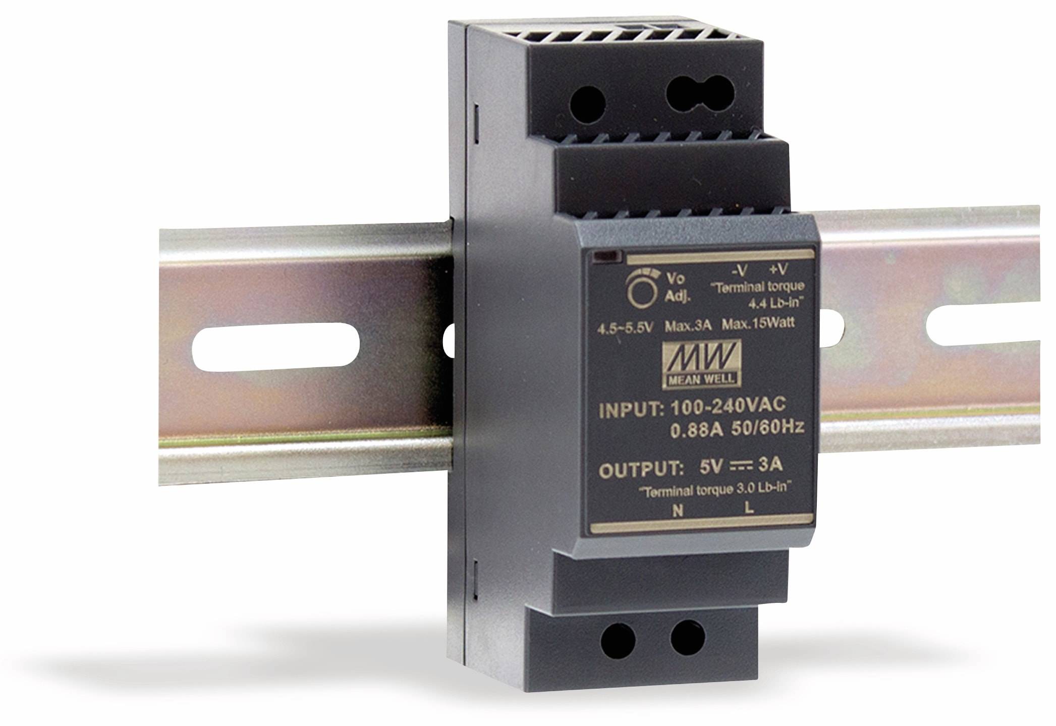 MEAN WELL Hutschienen-Schaltnetzteil HDR-30-5, 5 V-/3 A