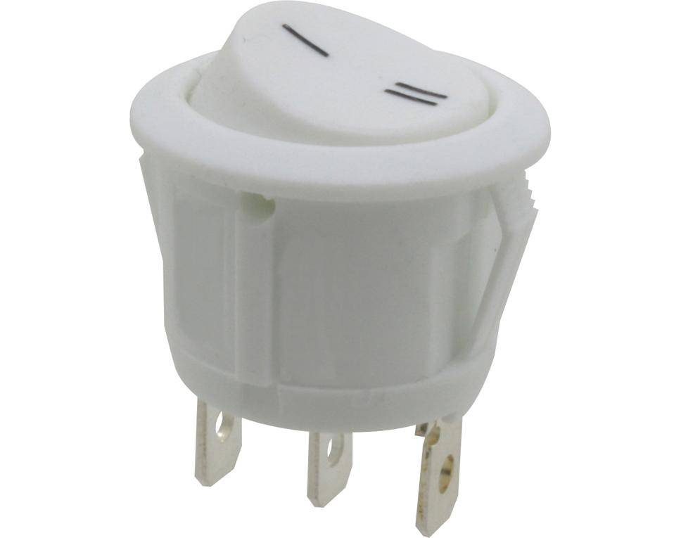 Wippschalter, rund, 1-polig, weiß, ON-ON