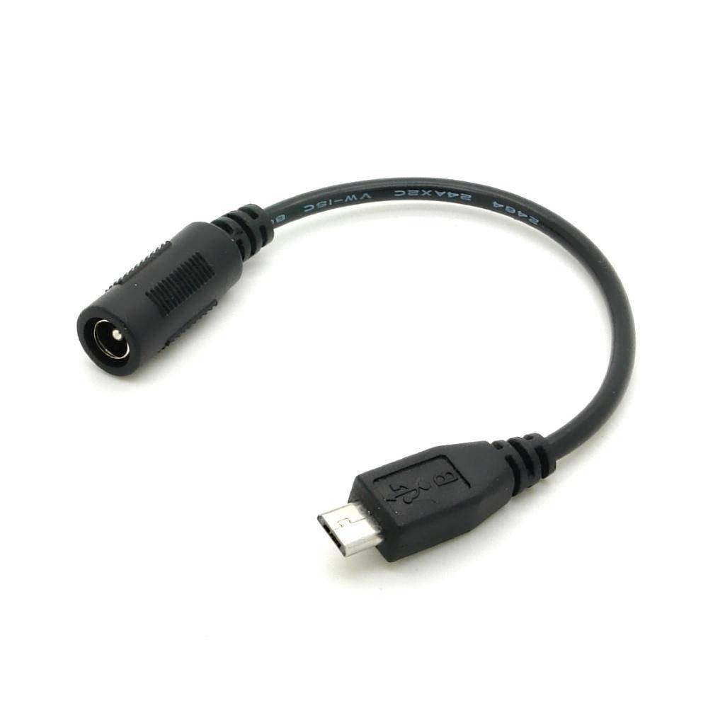 Adapterkabel Hohlstecker Buchse 5,5x2,1mm - Micro USB B Stecker schwarz 15cm