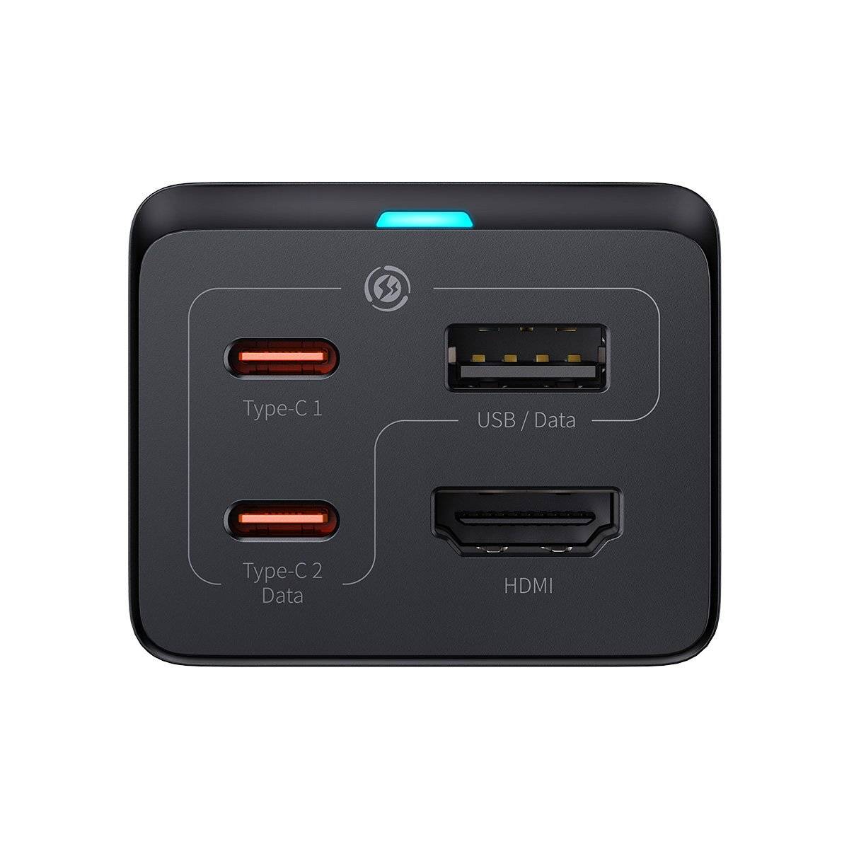 Baseus Schnellladegerät GaN5 Pro HUB HDMI 2 x USB-C / USB-A / HDMI 4K 30Hz 1,5m schwarz + USB-C Kabel 100W 40Gb/s 1m