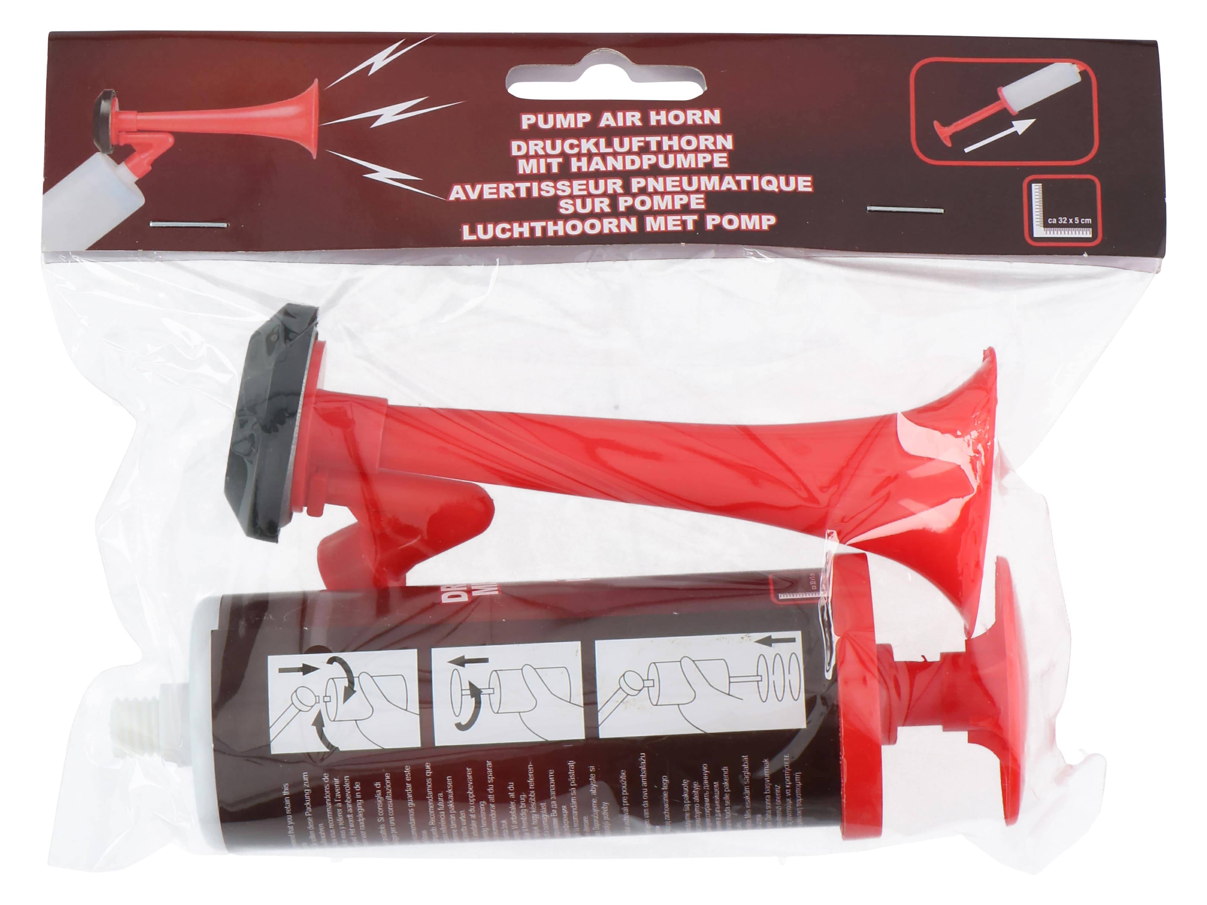 Druckluft-Fanfare "Air Horn" mit Handpumpe