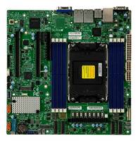 Computerhauptplatine mit zentralem Prozessorsockel, RAM-Steckplätzen, Erweiterungssteckplätzen und rückseitigen E/A-Anschlüssen.