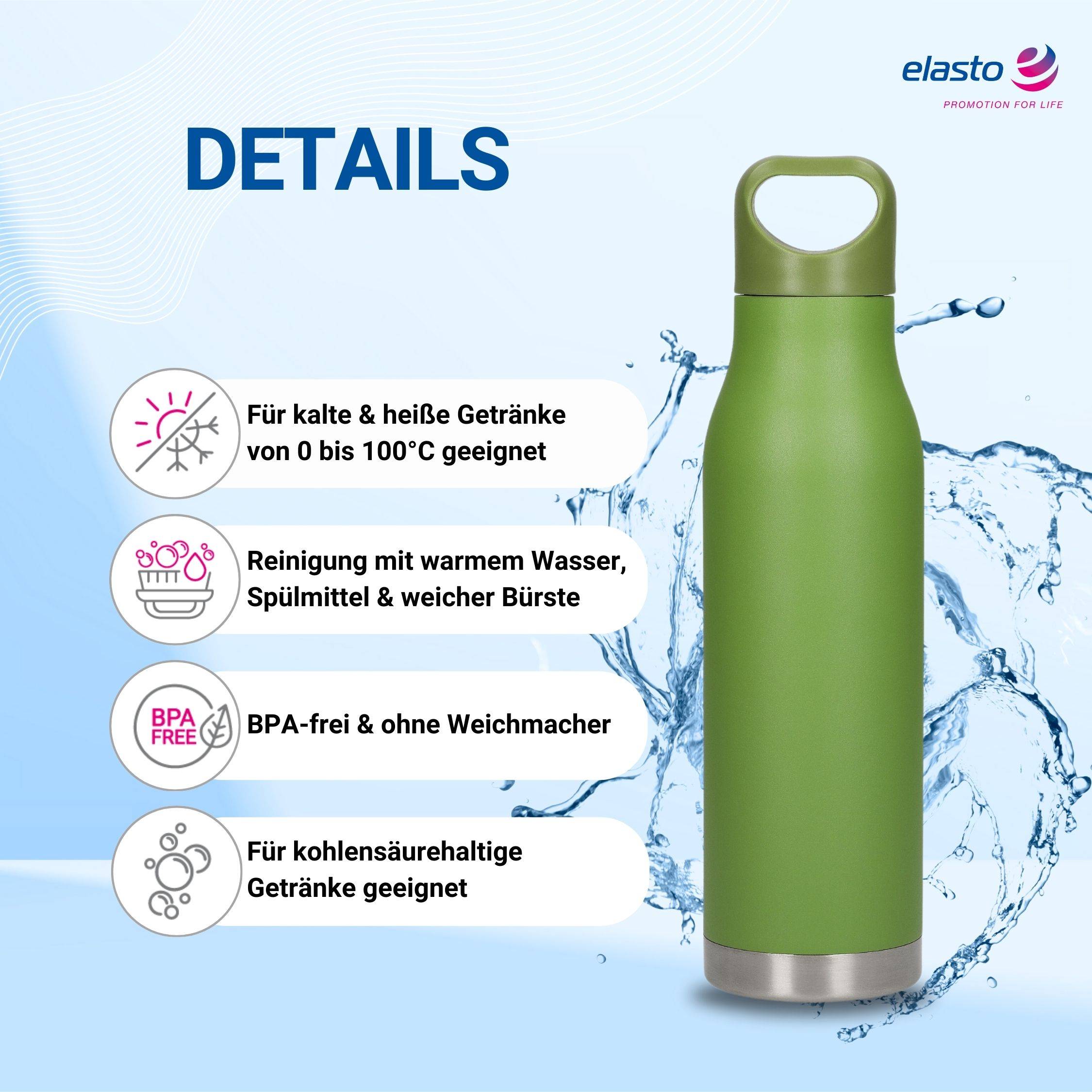 480 ml Vakuumflasche "Orlando" Wasserflasche aus Edelstahl