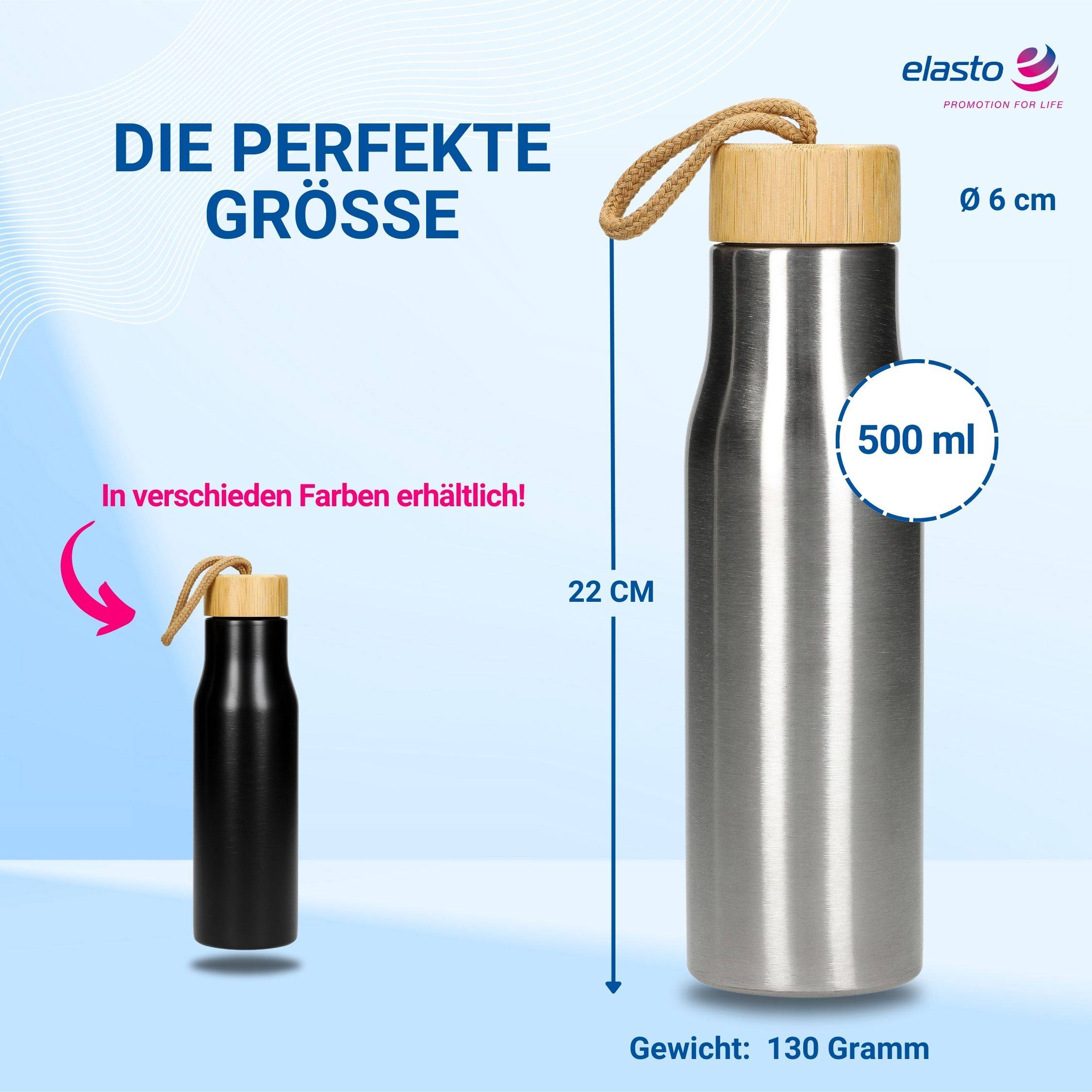 500 ml Wasserflasche "Kopenhagen" aus Edelstahl mit Deckel