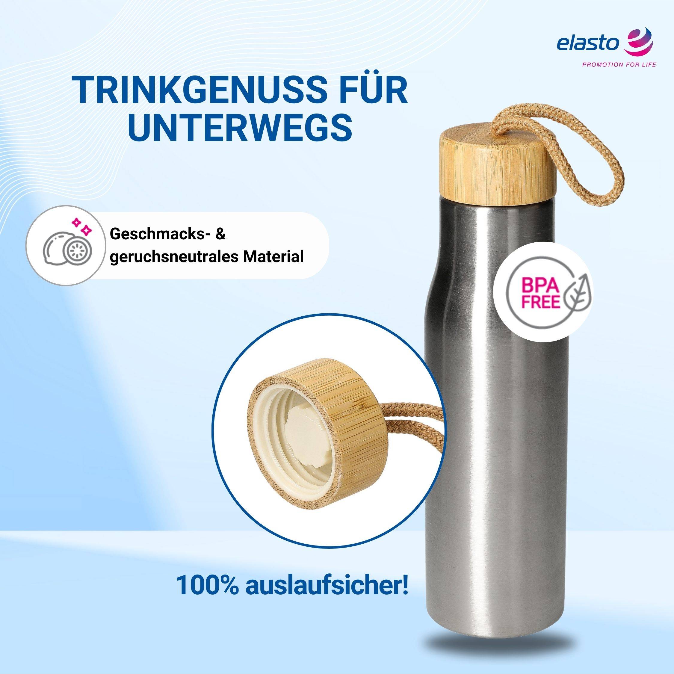 500 ml Wasserflasche "Kopenhagen" aus Edelstahl mit Deckel