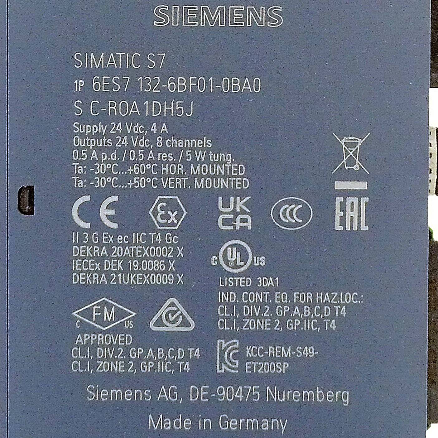 Siemens SIMATIC ET 200SP Digitales Ausgangsmodul (6ES7132-6BF01-0BA0 )