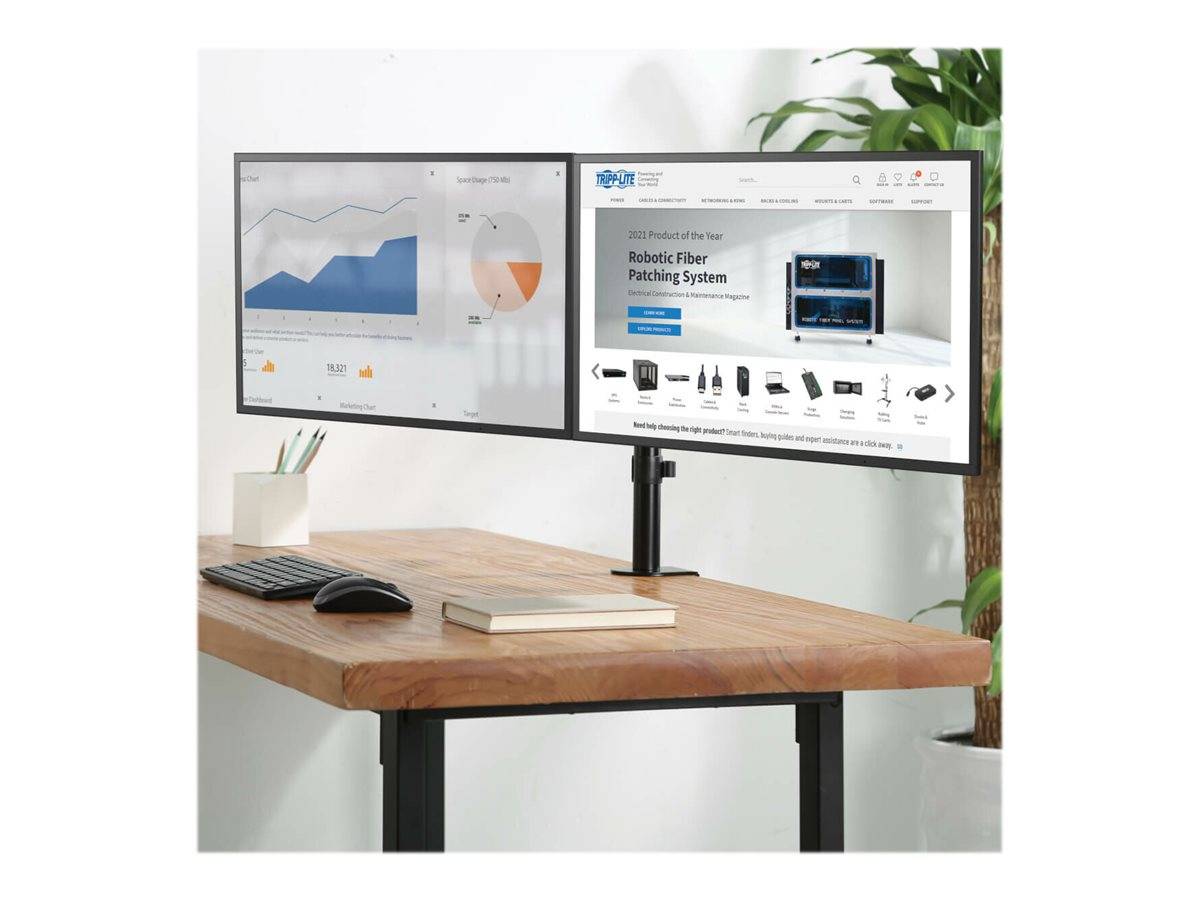 Eaton Tripp Lite Series Flex arm dual desk mount for 13 - 27"" screens up to 17.6 lbs per screen - Befestigungskit - Voll