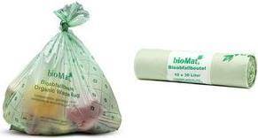 PAPSTAR Kompostbeutel ''bioMAT'', 30 Liter, grün Material: Folie auf Stärkebasis, industriell kompostierbar