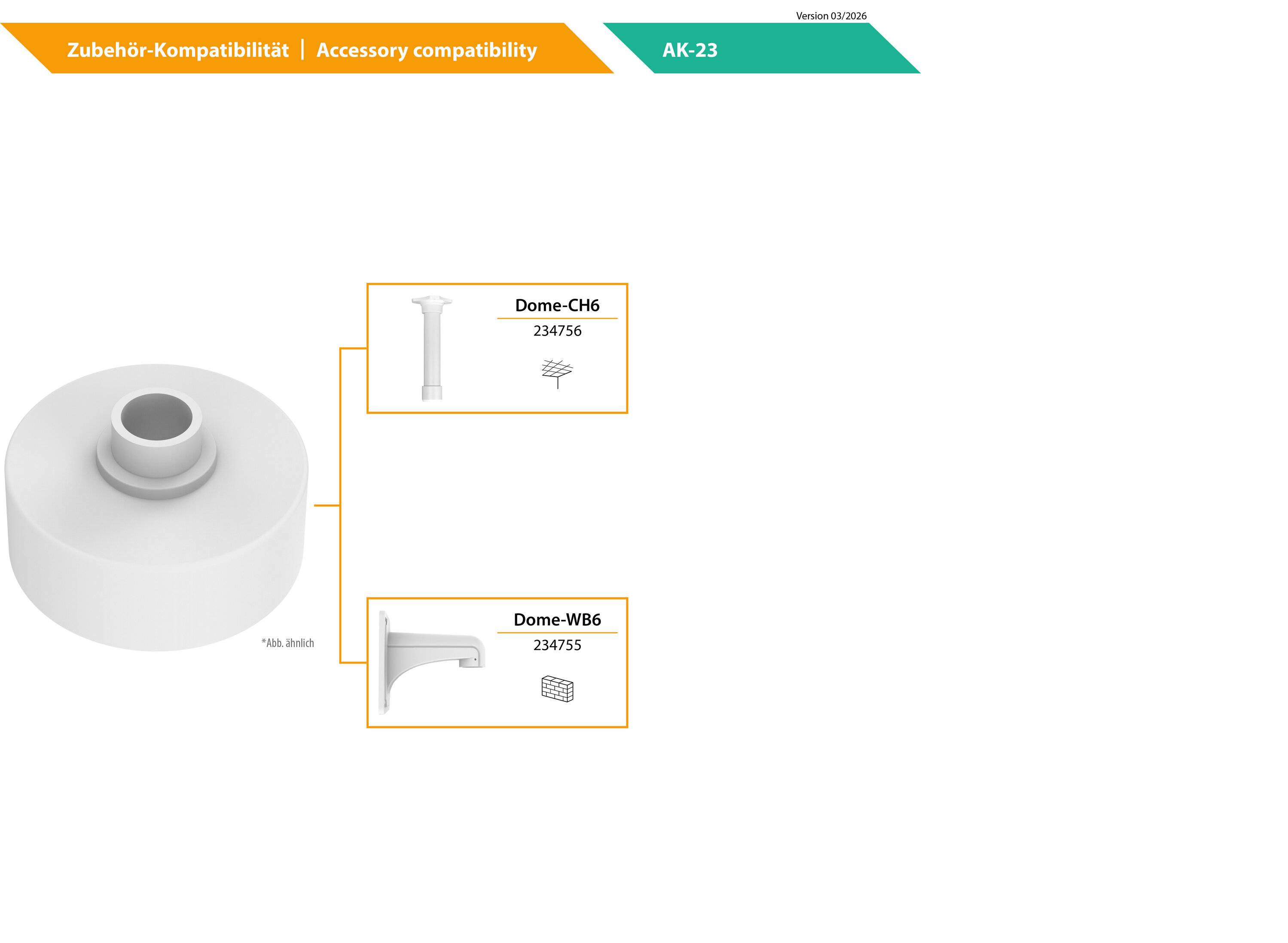 eneo AK-23, Kamera Anschlussbox für Deckenabhängung, IND-42M2808M0A, für Halter Dome-WB6/Dome-CH6