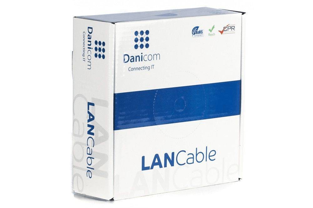 Danicom - CAT5e Netzwerkkabel, SF/UTP, AWG 26/7 (Flexibel), 100 Meter, Grau, CCA