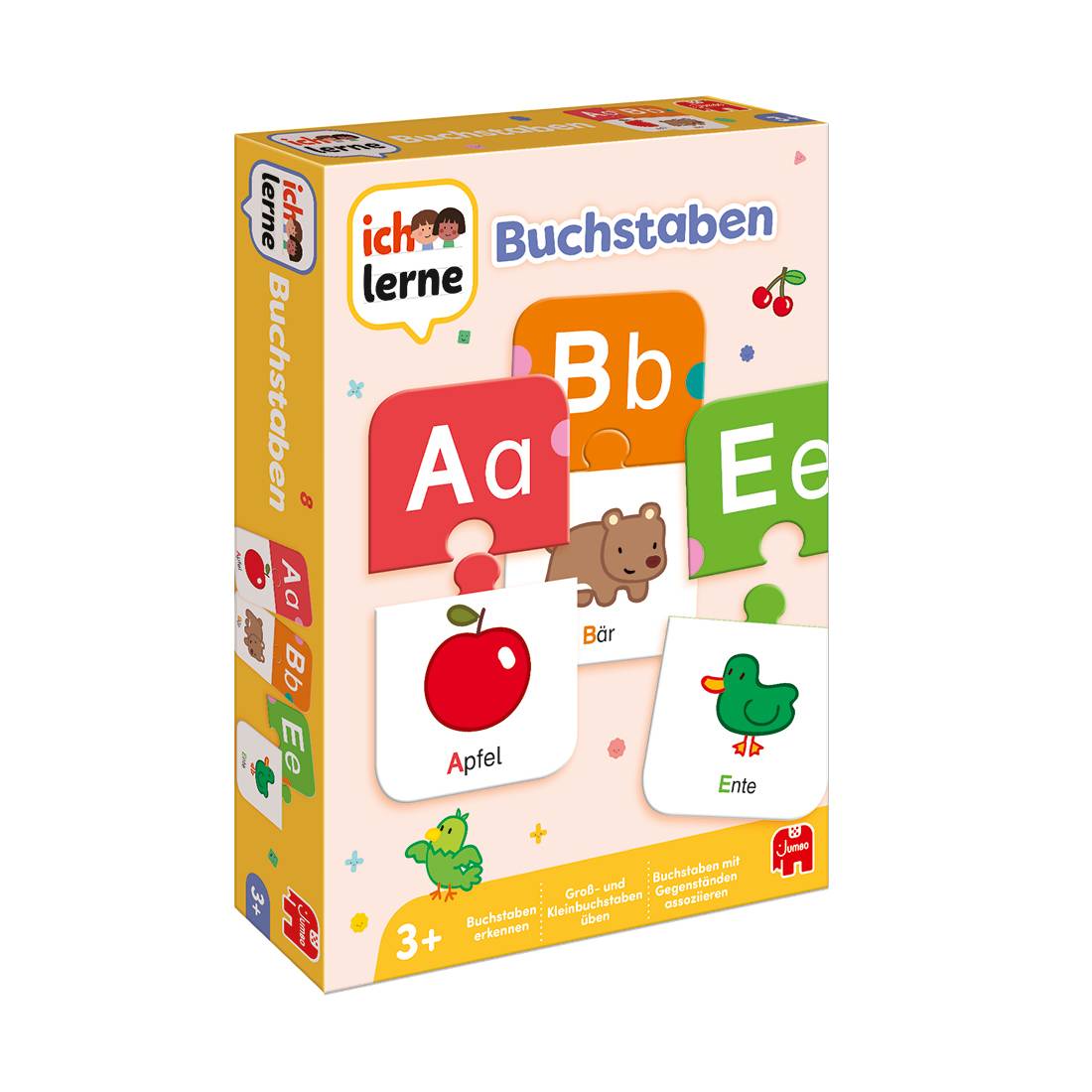 Eine deutsche Kinderbuchstaben-Puzzlebox mit der Aufschrift „Ich lerne Buchstaben