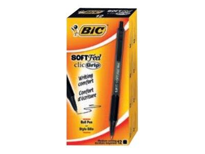 BIC Soft Feel clic Grip - Kugelschreiber - Schwarz - 1 mm - Mittel - verstellbar (Packung mit 12)